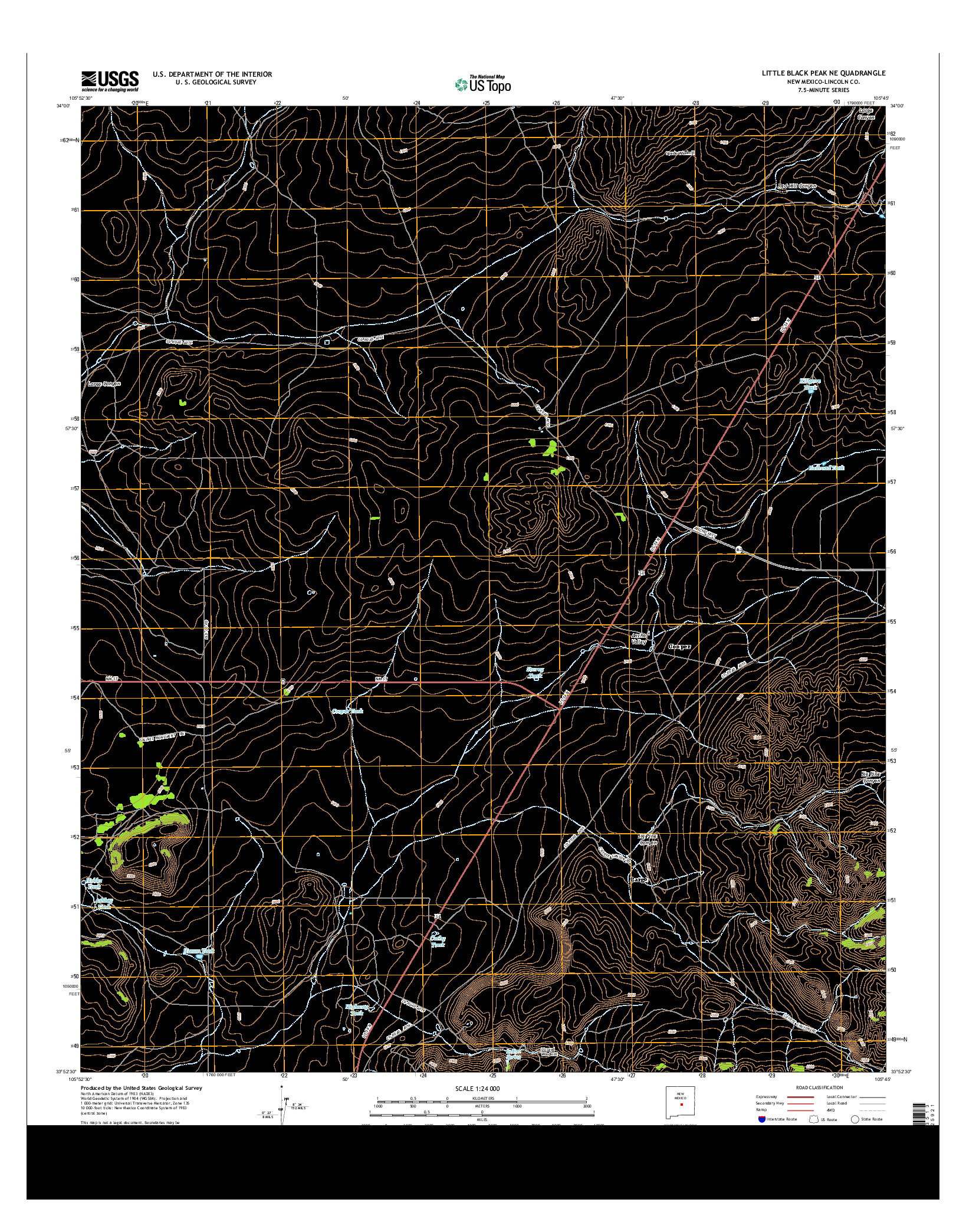 USGS US TOPO 7.5-MINUTE MAP FOR LITTLE BLACK PEAK NE, NM 2013