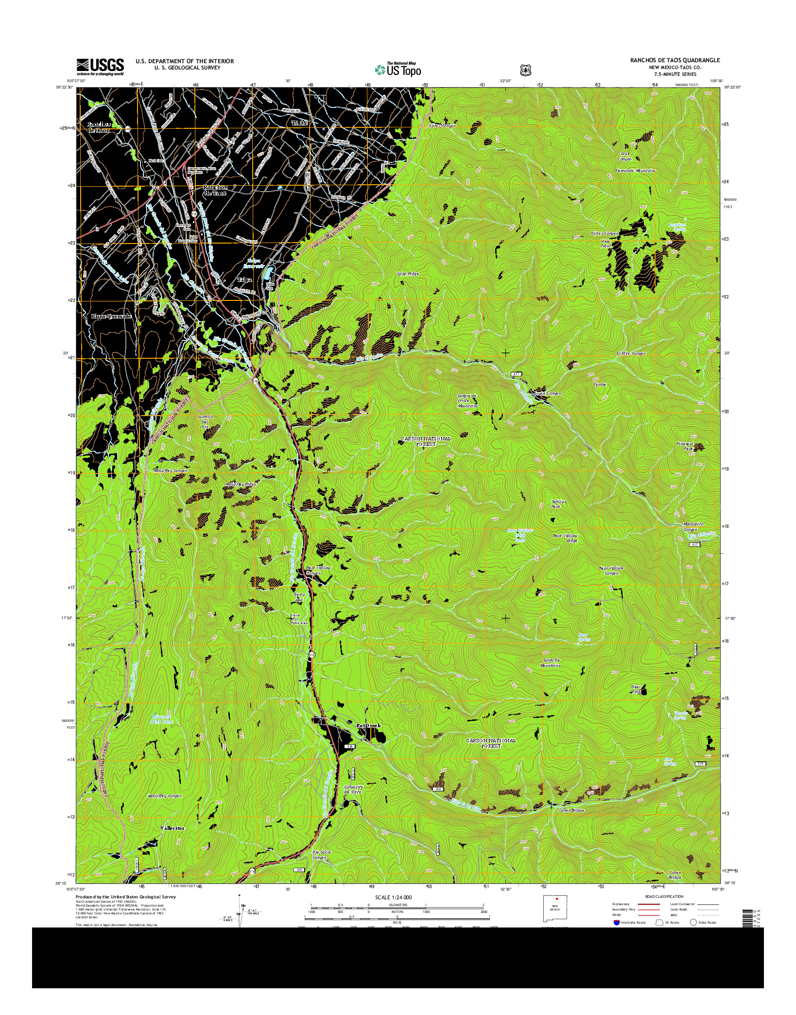 USGS US TOPO 7.5-MINUTE MAP FOR RANCHOS DE TAOS, NM 2013