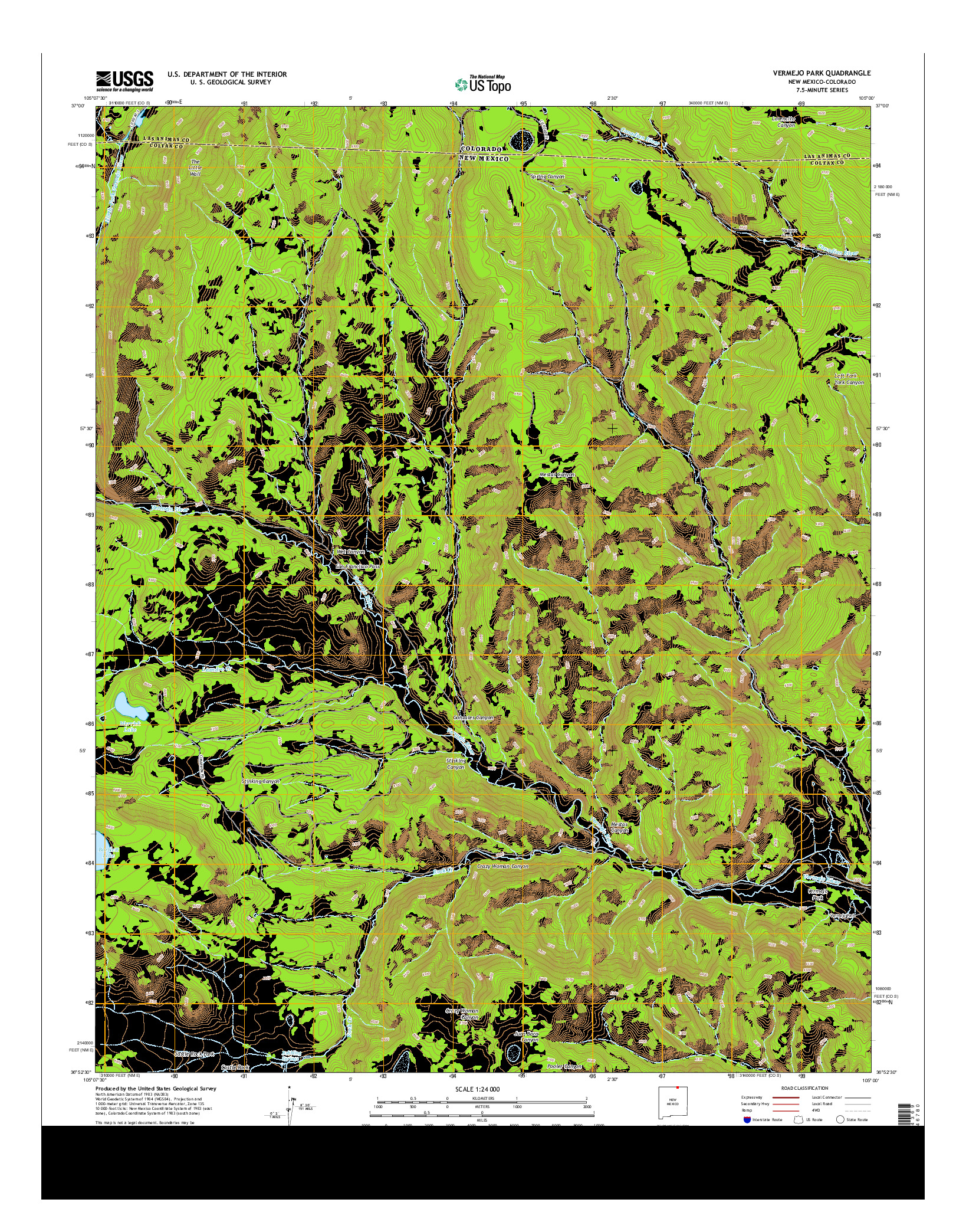 USGS US TOPO 7.5-MINUTE MAP FOR VERMEJO PARK, NM-CO 2013