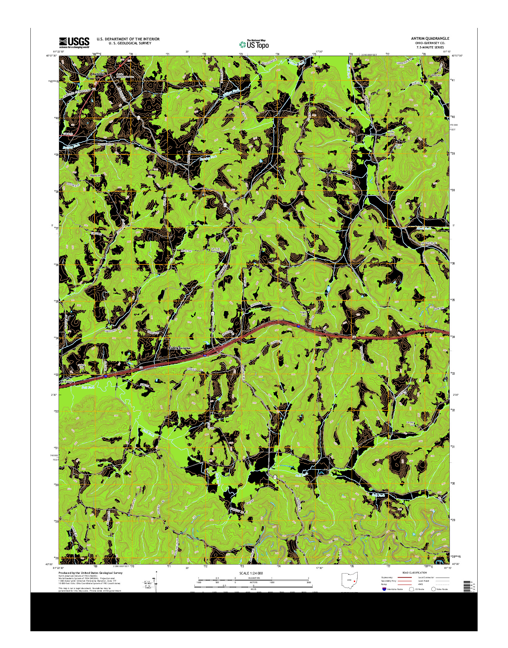 USGS US TOPO 7.5-MINUTE MAP FOR ANTRIM, OH 2013