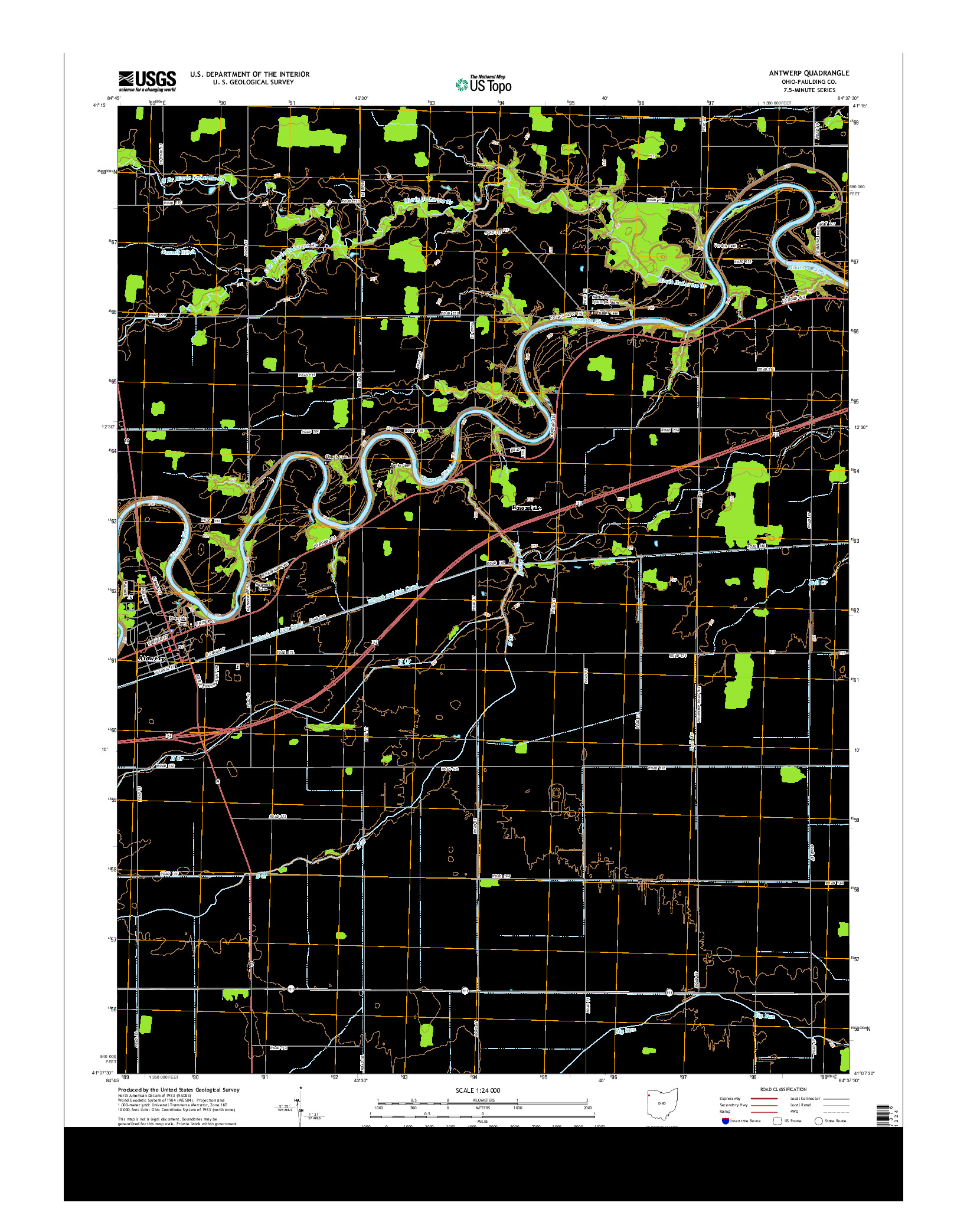 USGS US TOPO 7.5-MINUTE MAP FOR ANTWERP, OH 2013