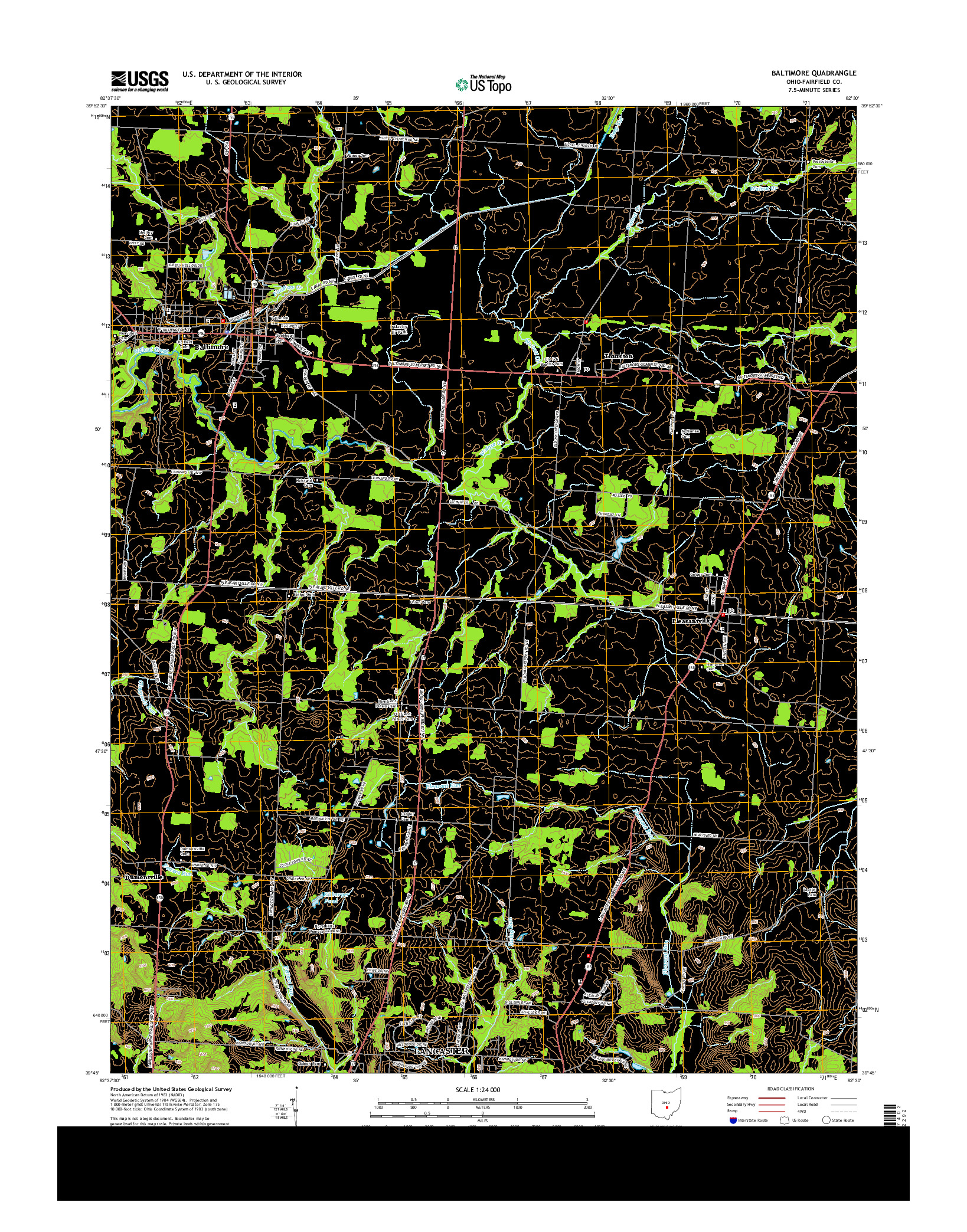 USGS US TOPO 7.5-MINUTE MAP FOR BALTIMORE, OH 2013