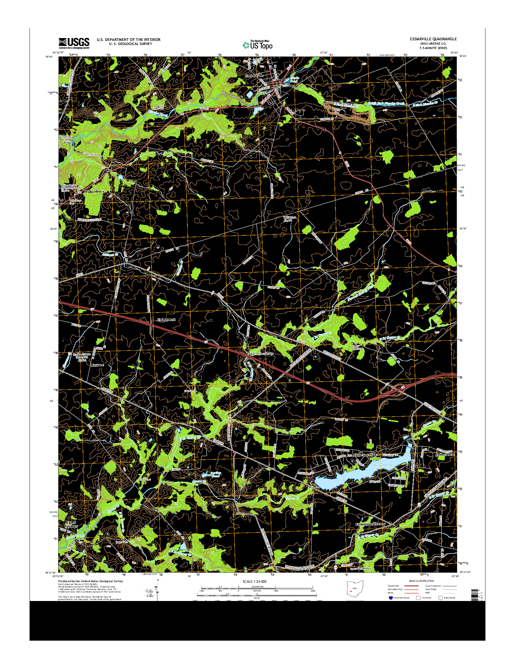 USGS US TOPO 7.5-MINUTE MAP FOR CEDARVILLE, OH 2013