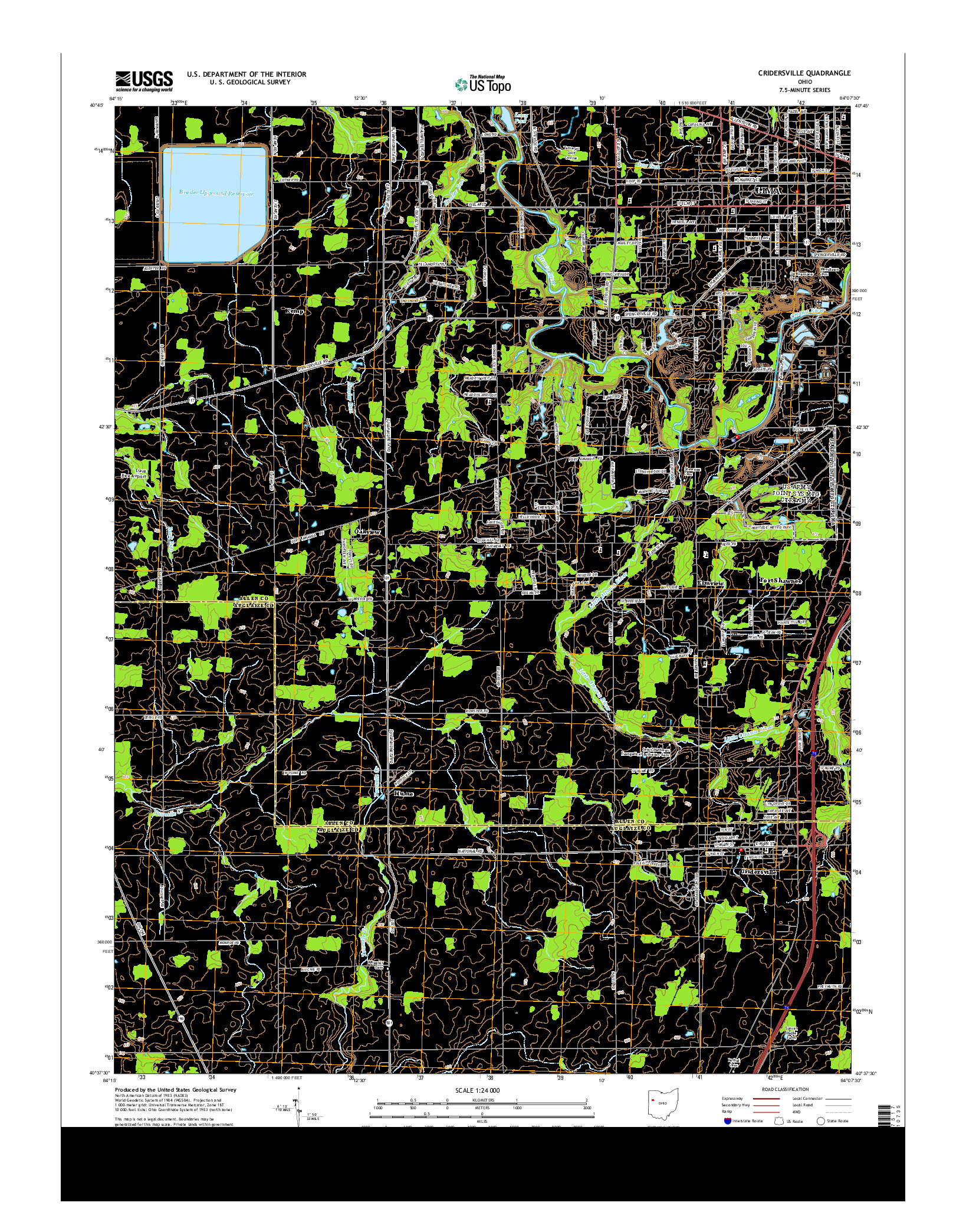 USGS US TOPO 7.5-MINUTE MAP FOR CRIDERSVILLE, OH 2013