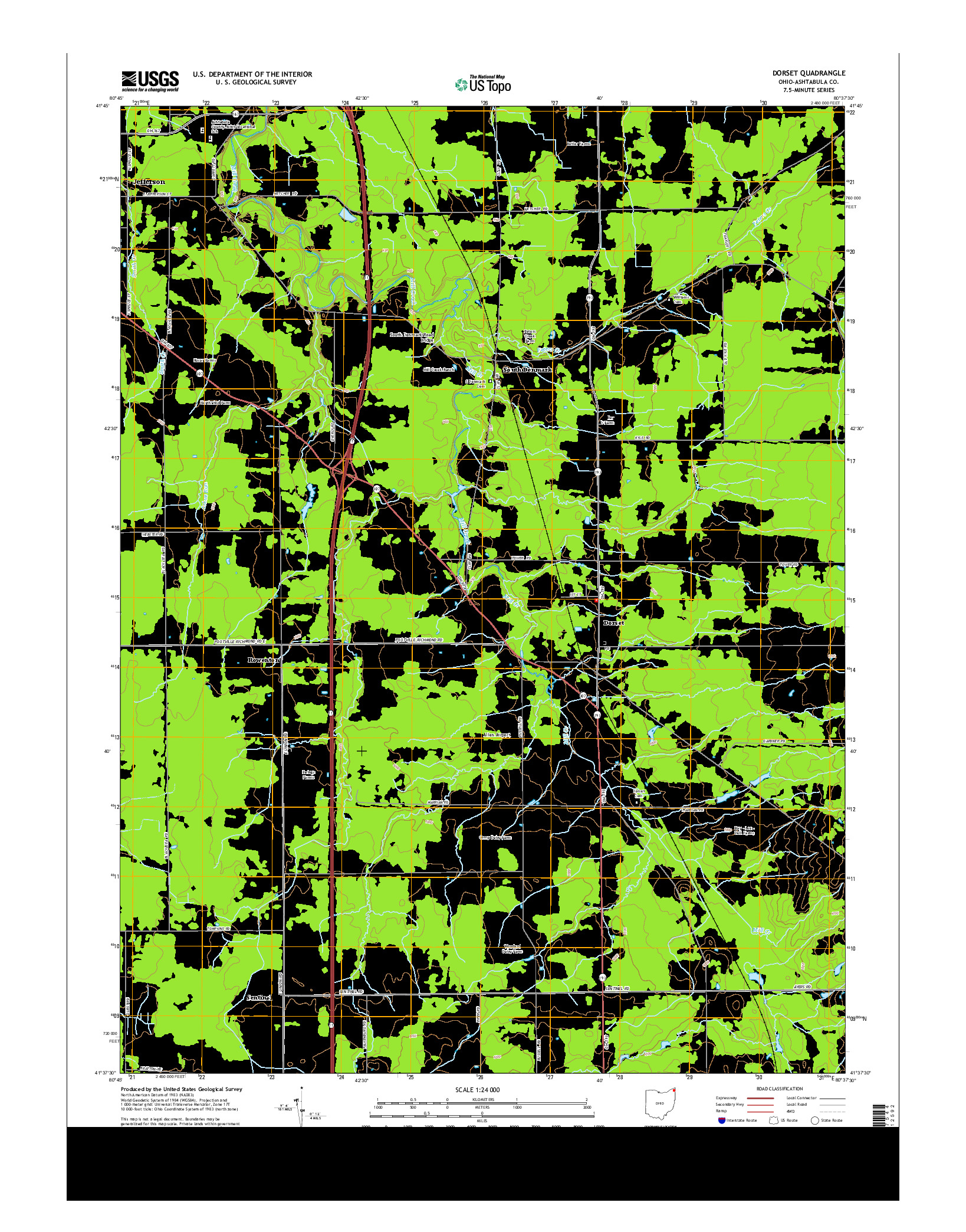 USGS US TOPO 7.5-MINUTE MAP FOR DORSET, OH 2013