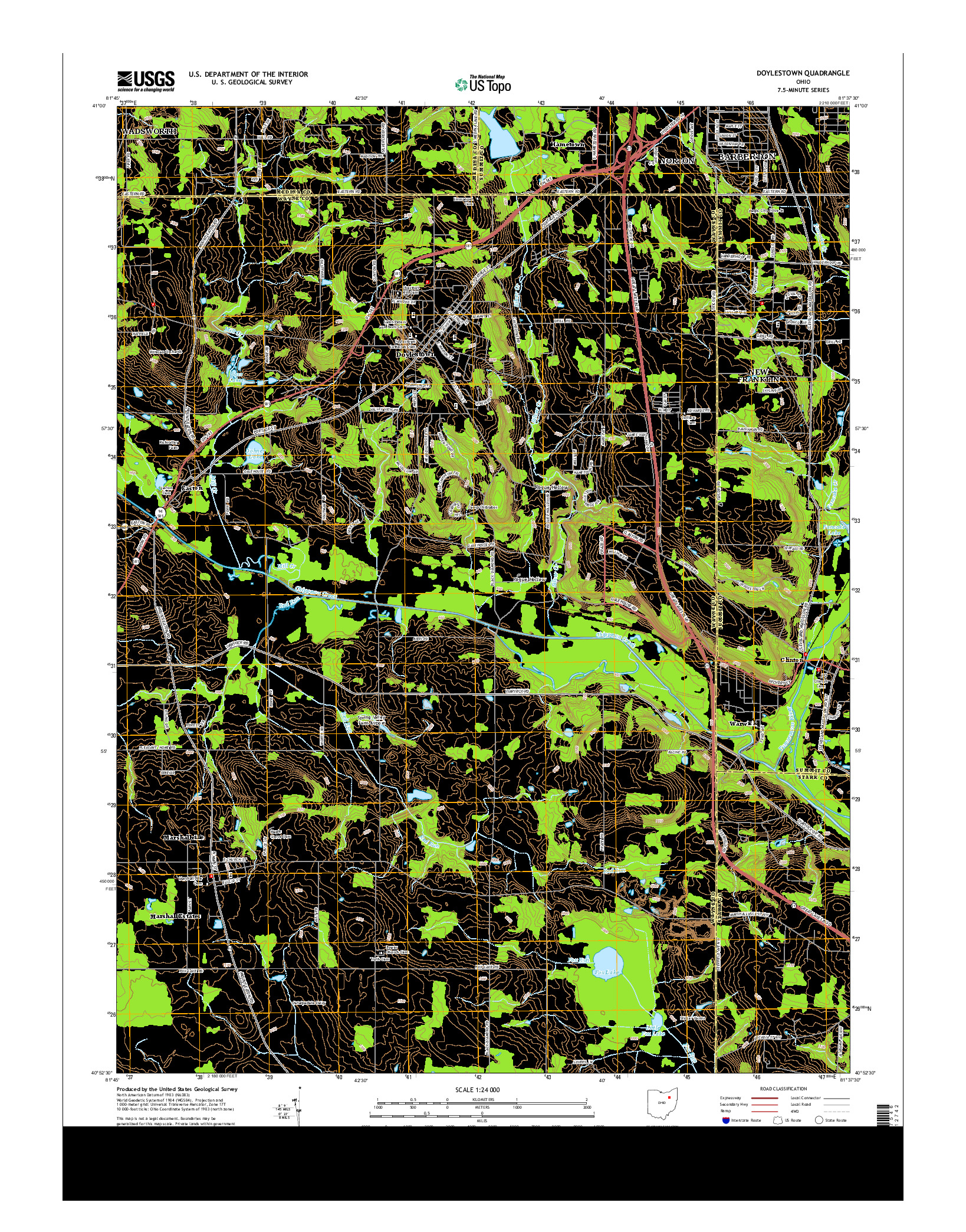 USGS US TOPO 7.5-MINUTE MAP FOR DOYLESTOWN, OH 2013