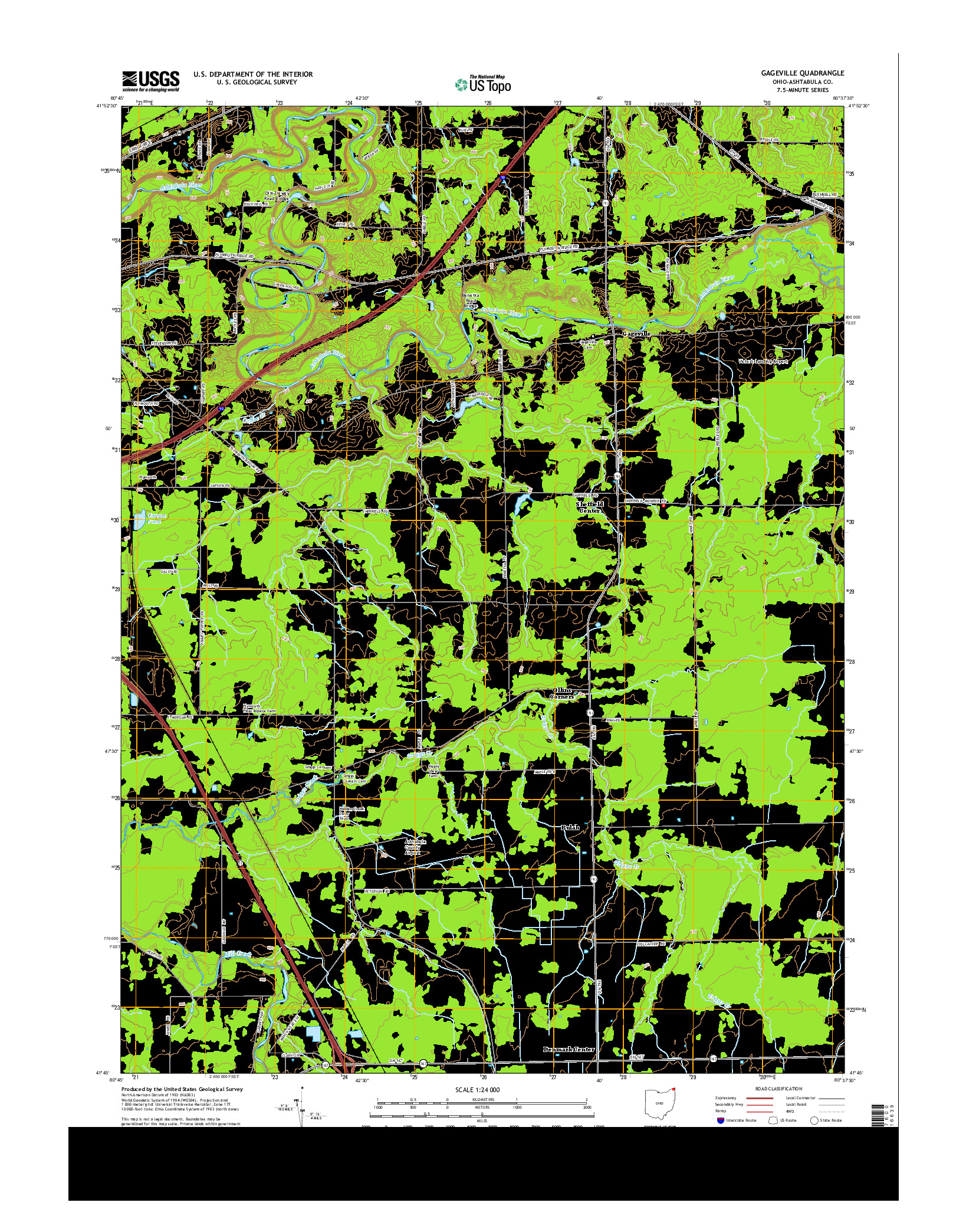 USGS US TOPO 7.5-MINUTE MAP FOR GAGEVILLE, OH 2013