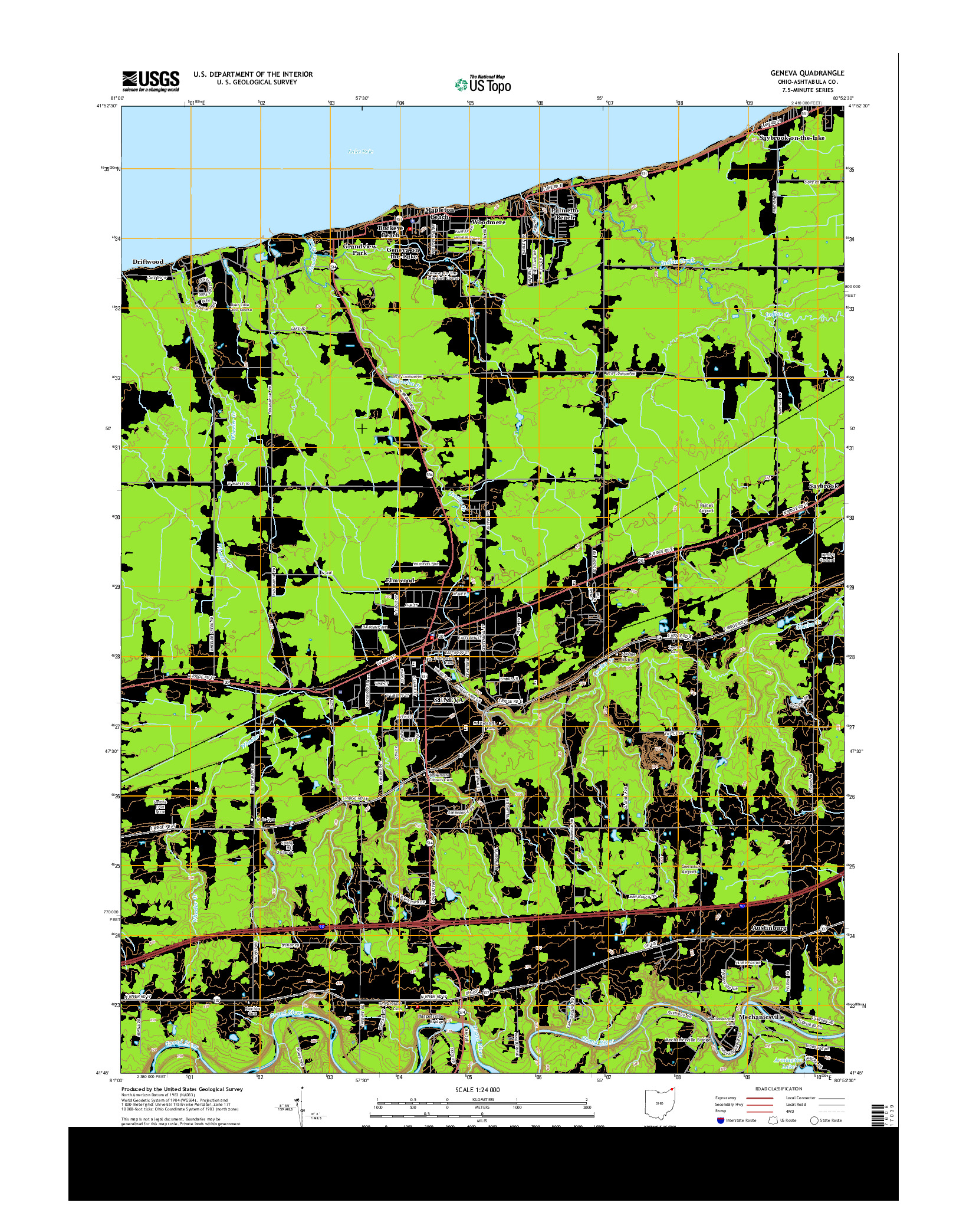 USGS US TOPO 7.5-MINUTE MAP FOR GENEVA, OH 2013