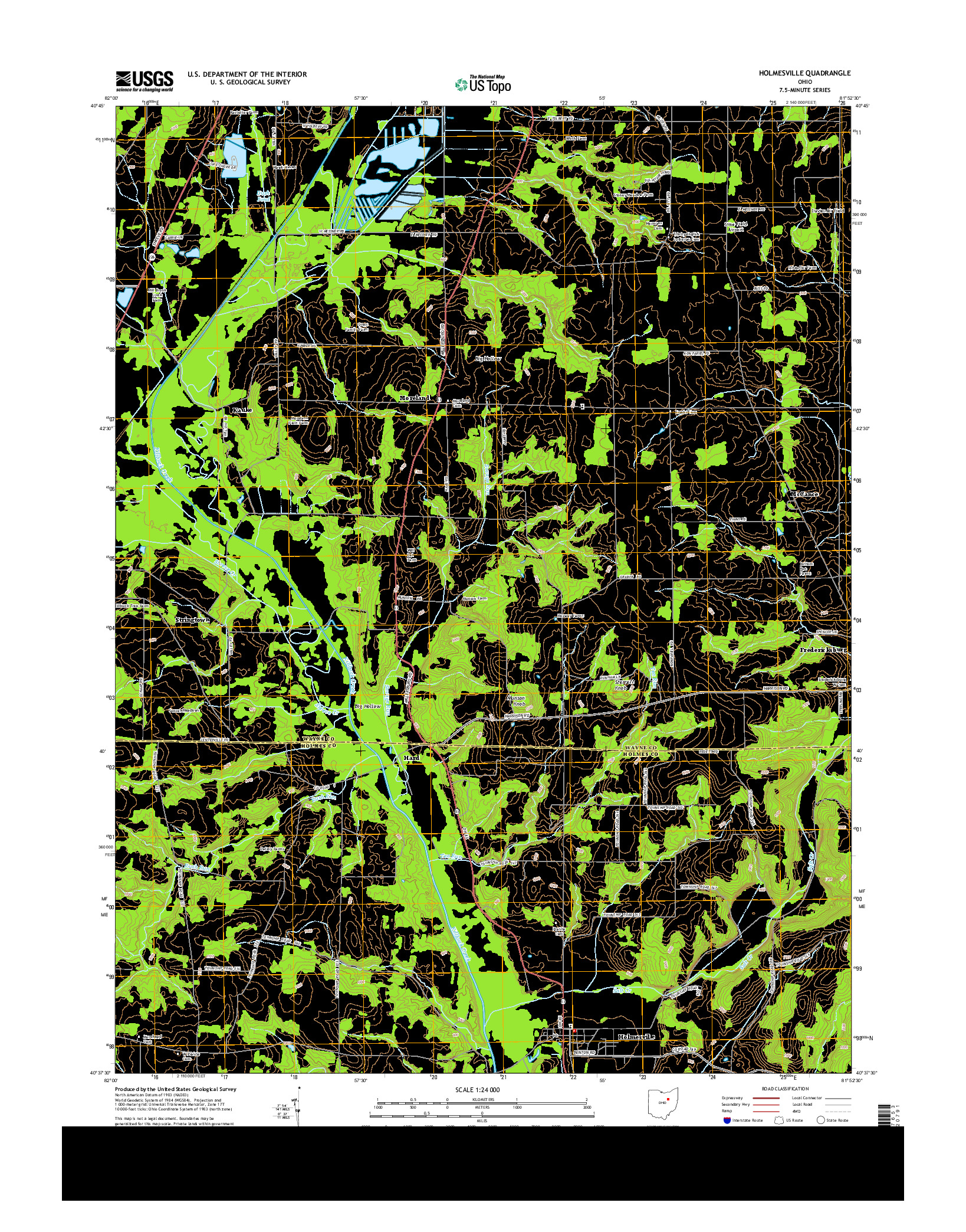 USGS US TOPO 7.5-MINUTE MAP FOR HOLMESVILLE, OH 2013