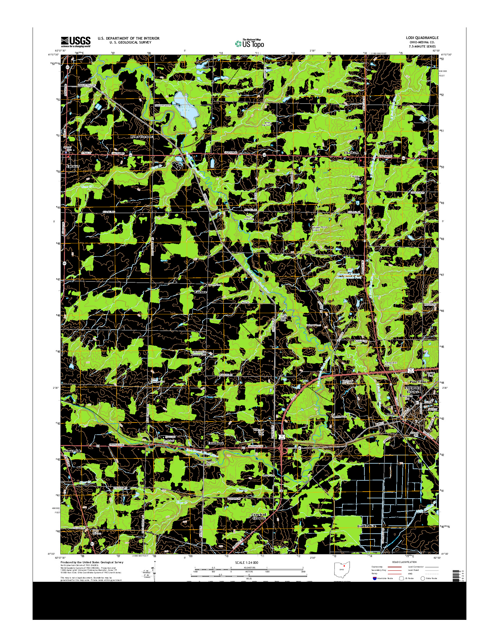 USGS US TOPO 7.5-MINUTE MAP FOR LODI, OH 2013