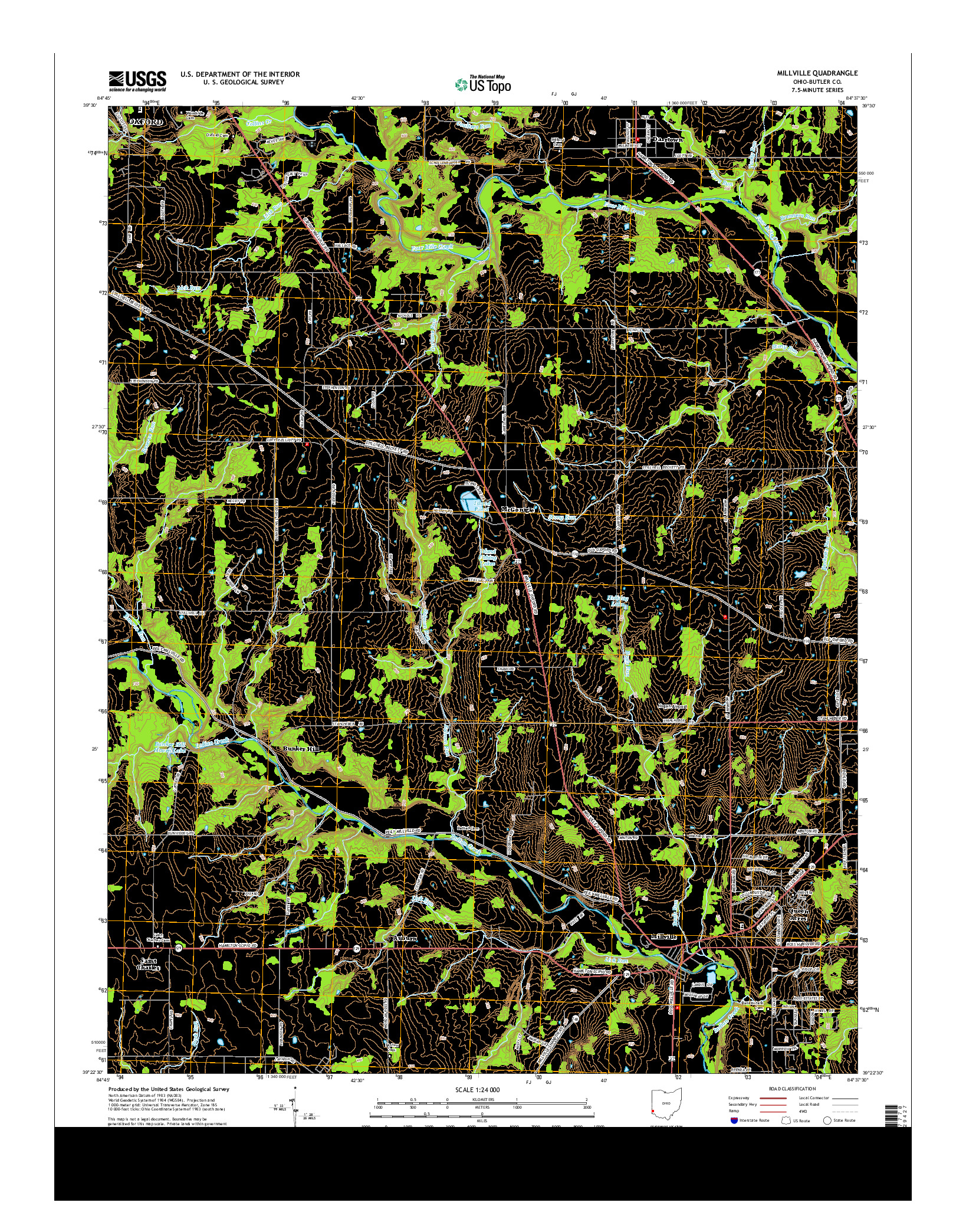 USGS US TOPO 7.5-MINUTE MAP FOR MILLVILLE, OH 2013