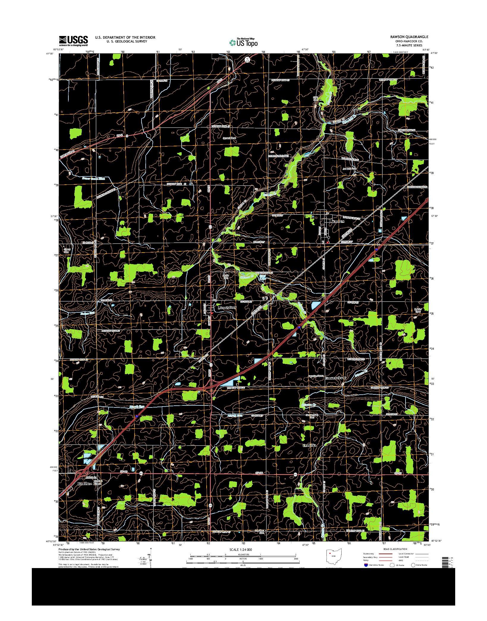 USGS US TOPO 7.5-MINUTE MAP FOR RAWSON, OH 2013