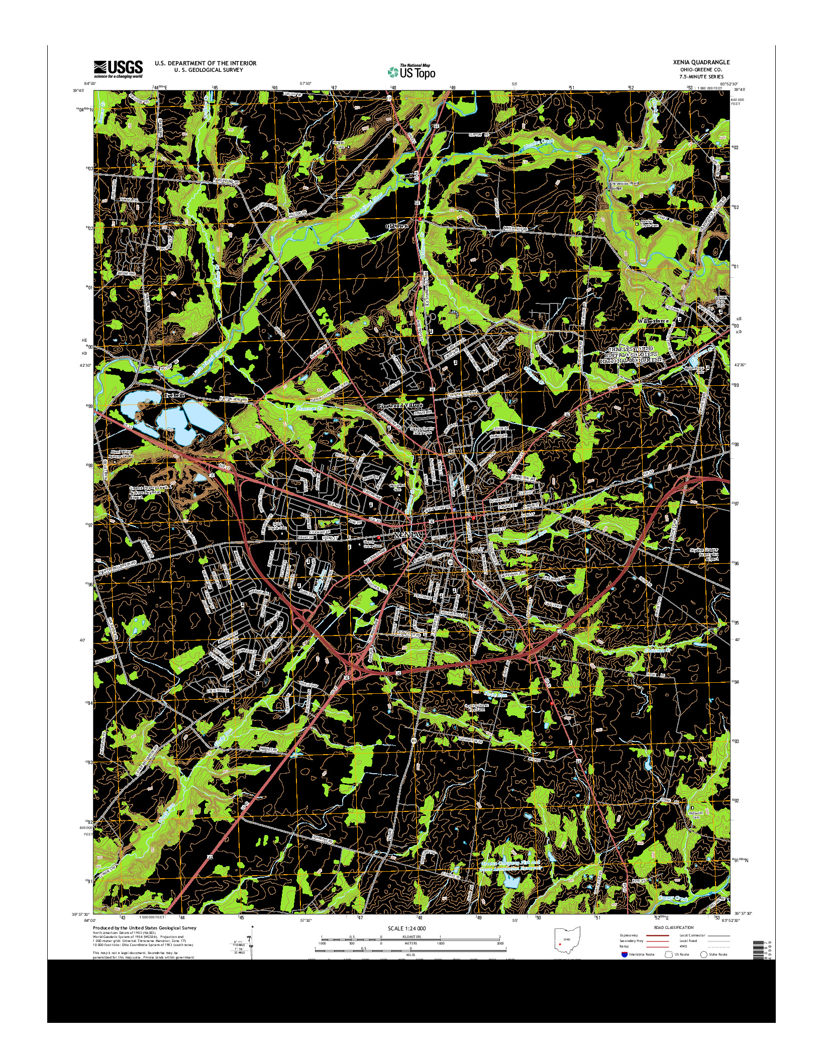 USGS US TOPO 7.5-MINUTE MAP FOR XENIA, OH 2013