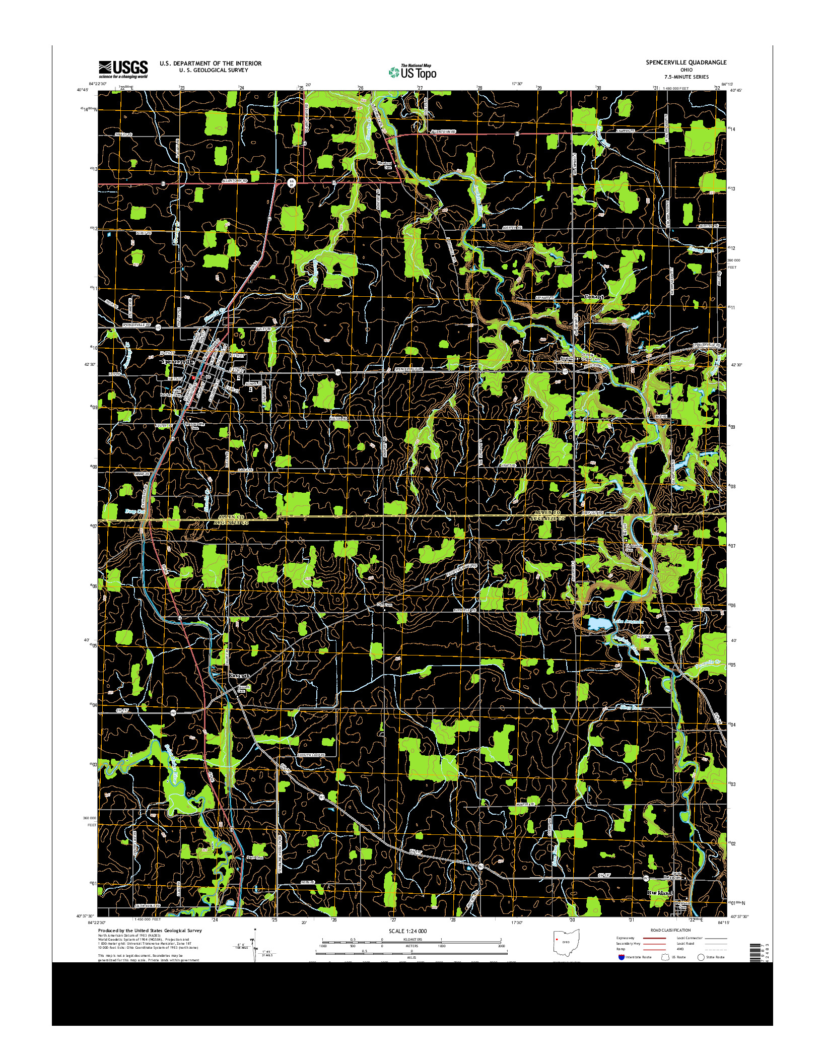 USGS US TOPO 7.5-MINUTE MAP FOR SPENCERVILLE, OH 2013