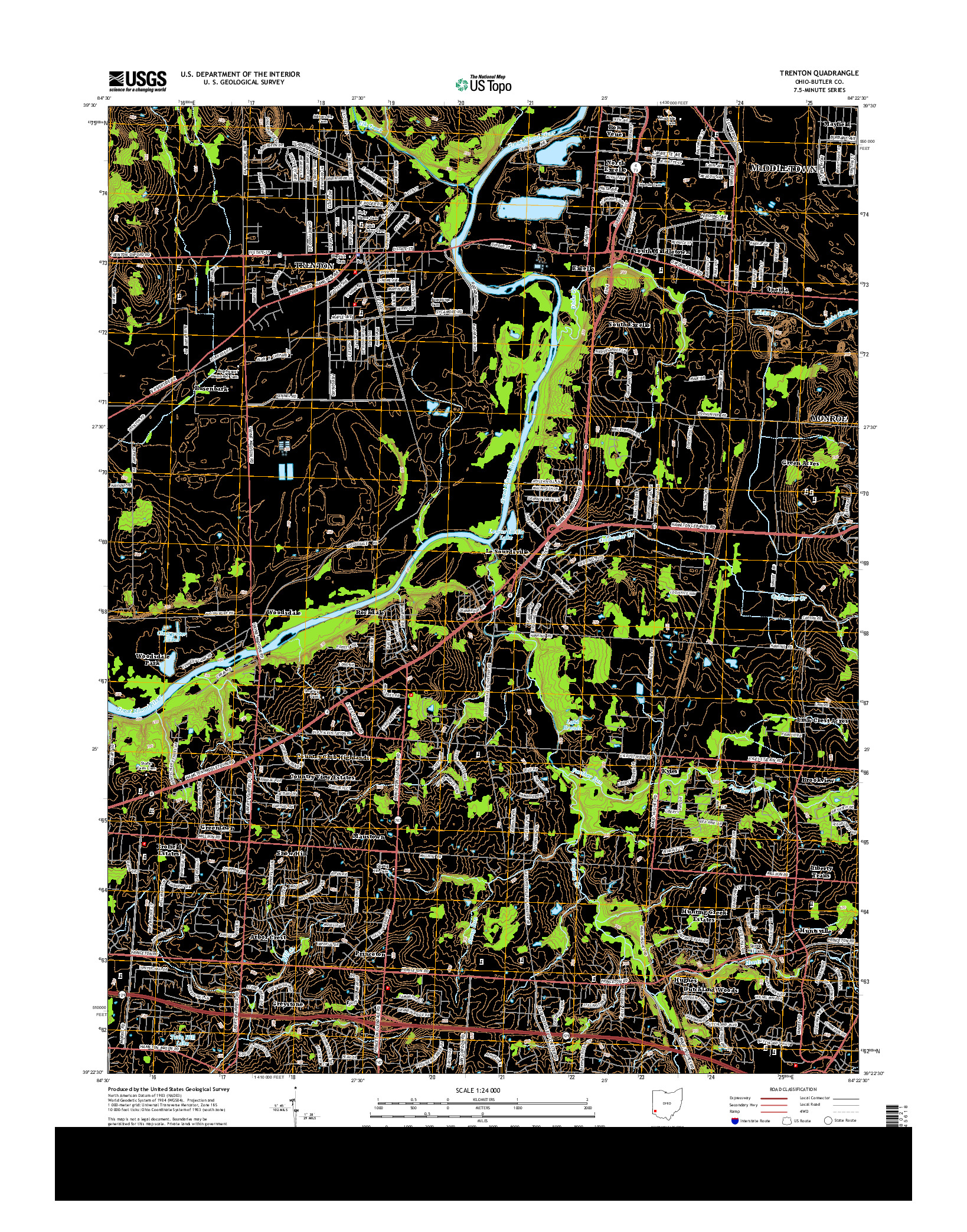 USGS US TOPO 7.5-MINUTE MAP FOR TRENTON, OH 2013