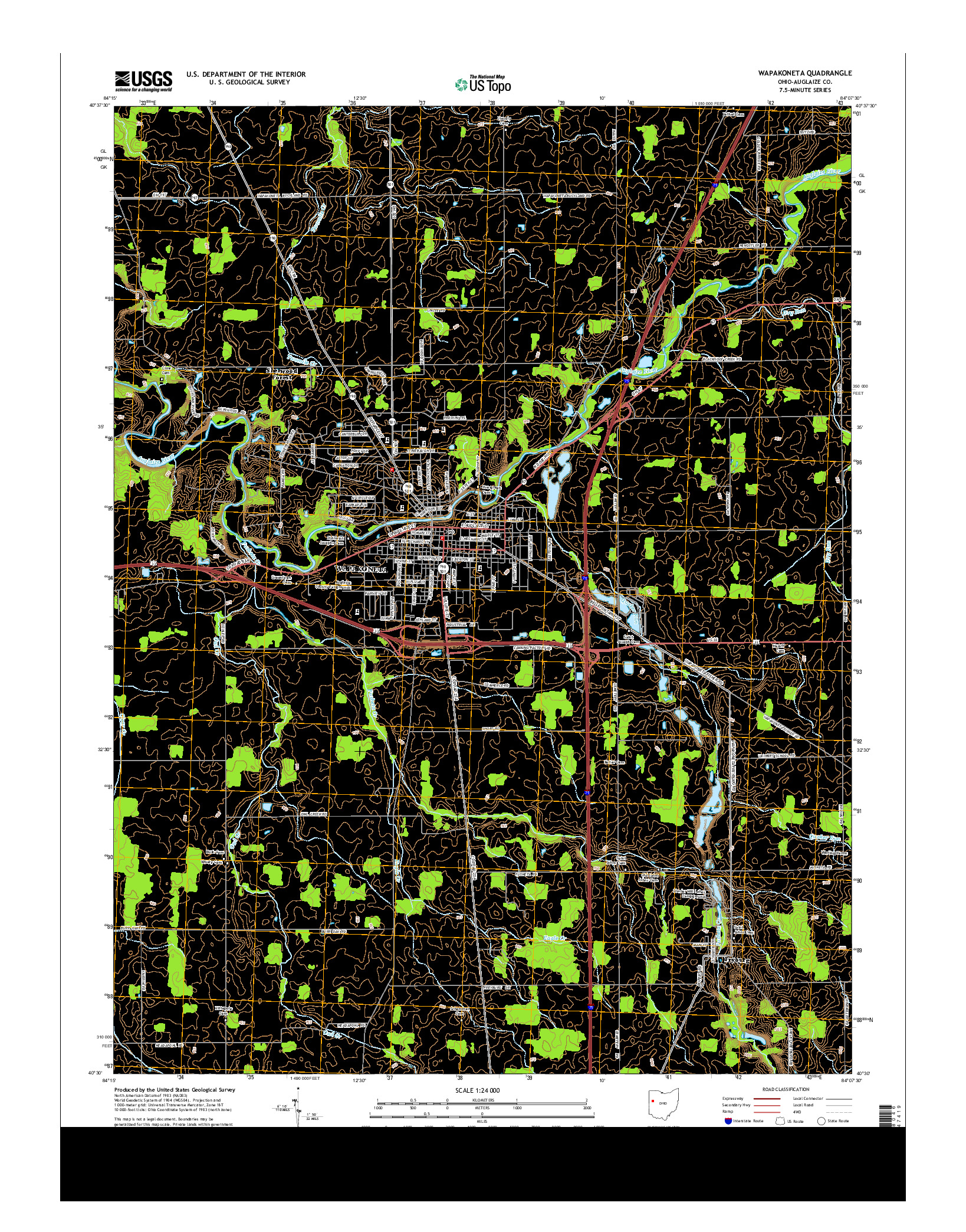 USGS US TOPO 7.5-MINUTE MAP FOR WAPAKONETA, OH 2013