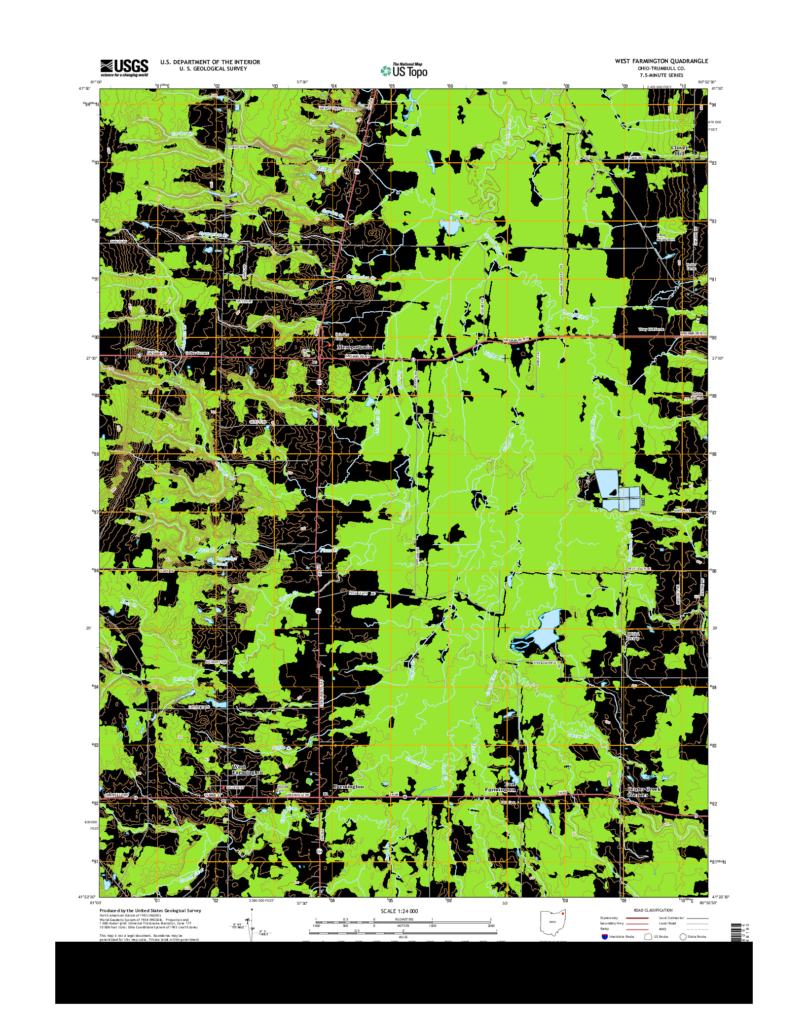 USGS US TOPO 7.5-MINUTE MAP FOR WEST FARMINGTON, OH 2013