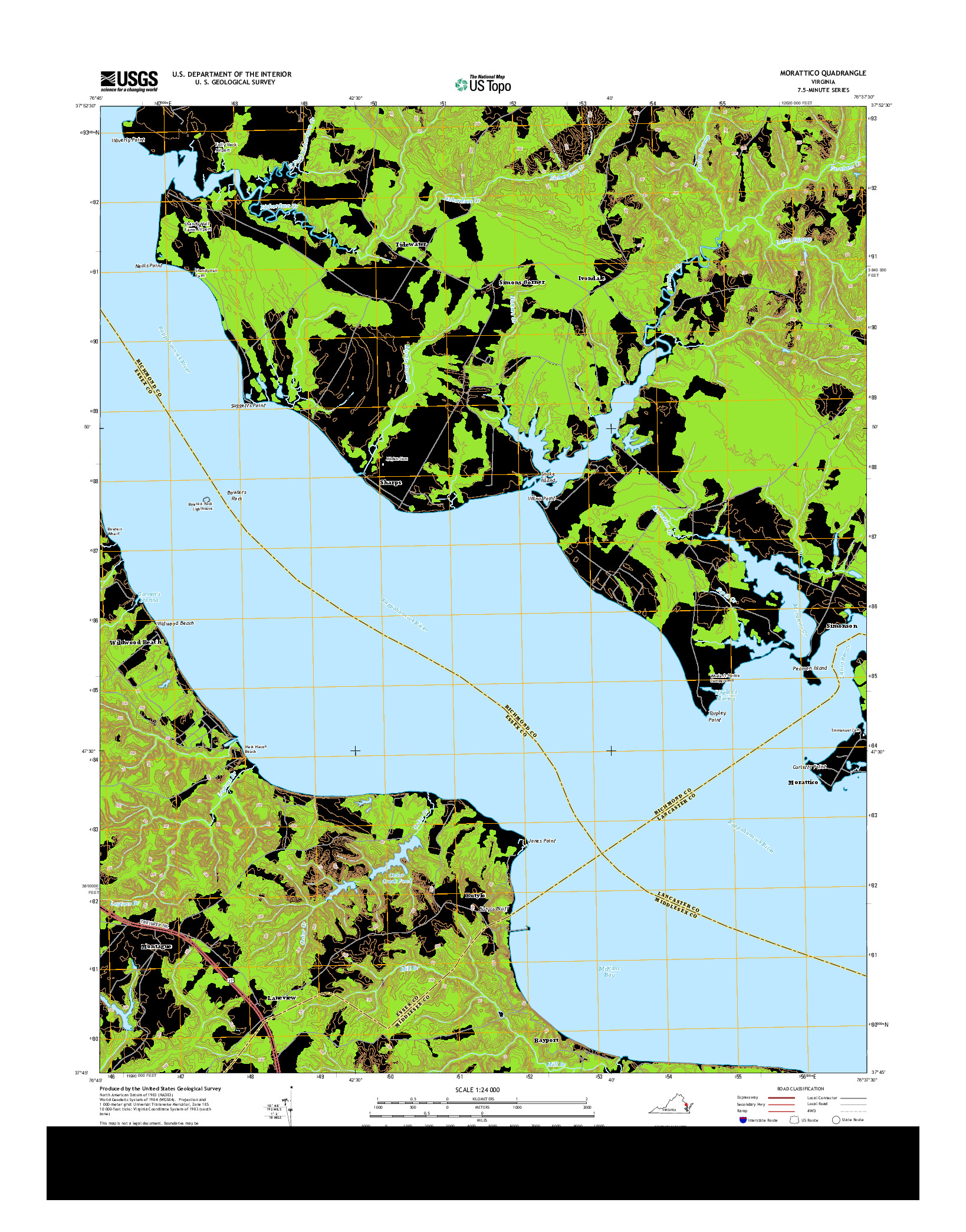 USGS US TOPO 7.5-MINUTE MAP FOR MORATTICO, VA 2014
