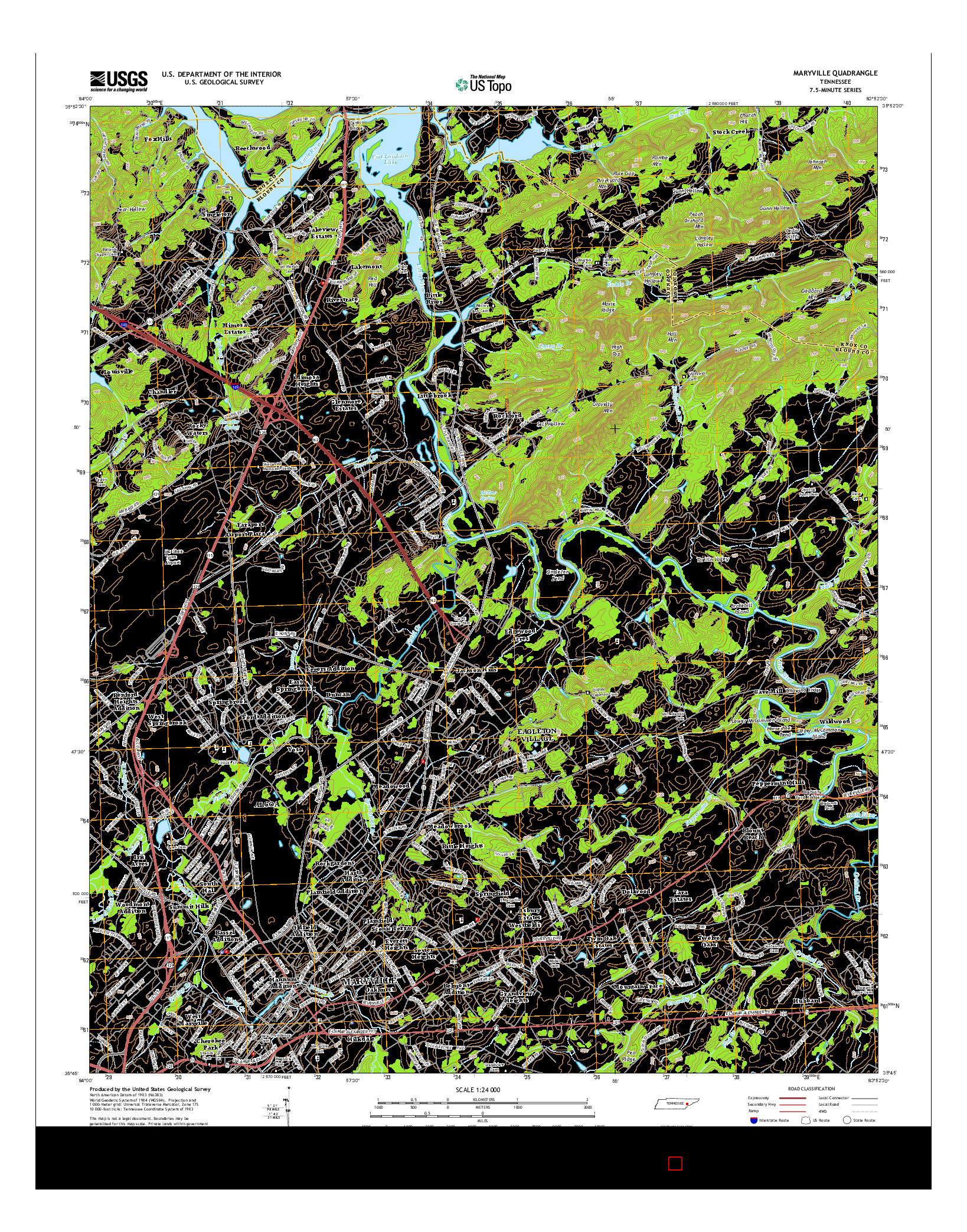 USGS US TOPO 7.5-MINUTE MAP FOR MARYVILLE, TN 2014