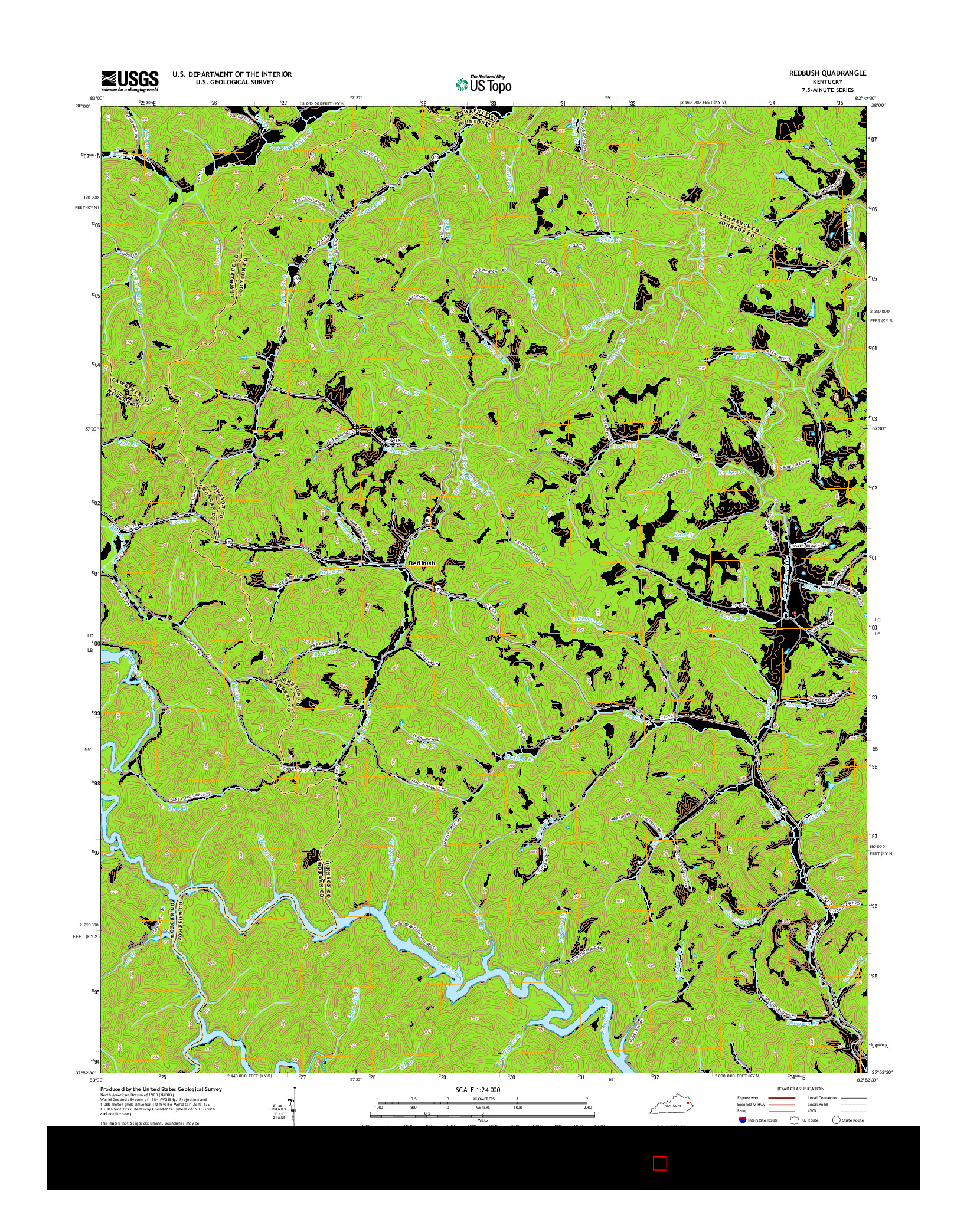 USGS US TOPO 7.5-MINUTE MAP FOR REDBUSH, KY 2014