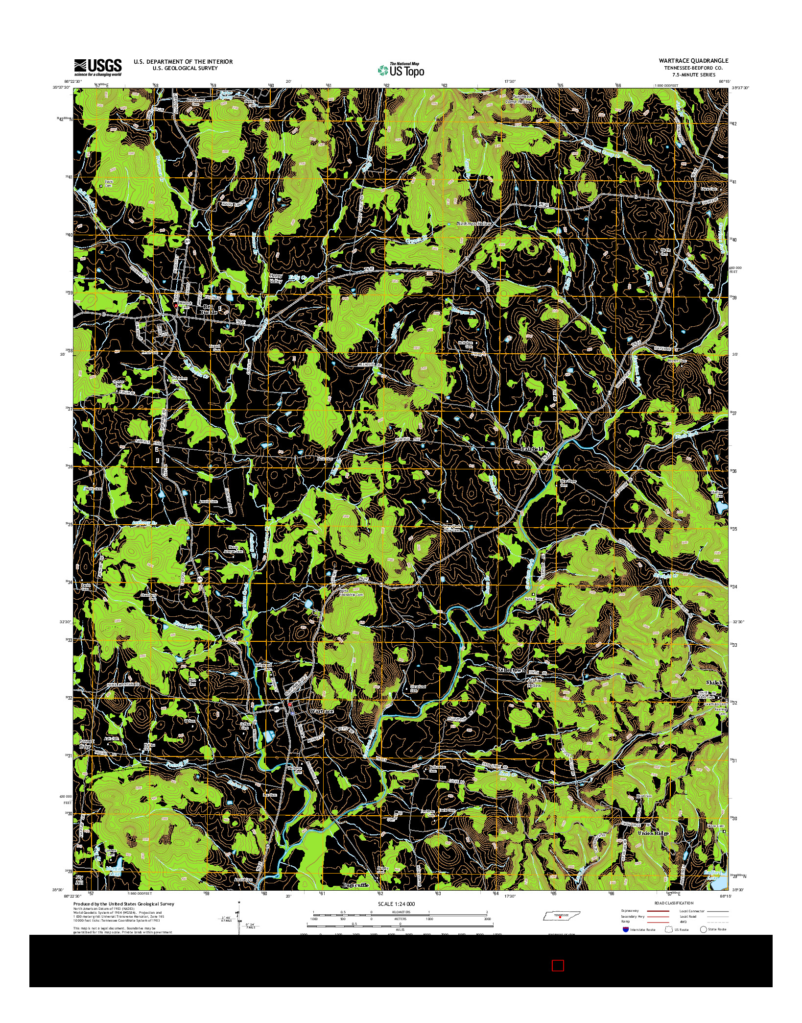 USGS US TOPO 7.5-MINUTE MAP FOR WARTRACE, TN 2014