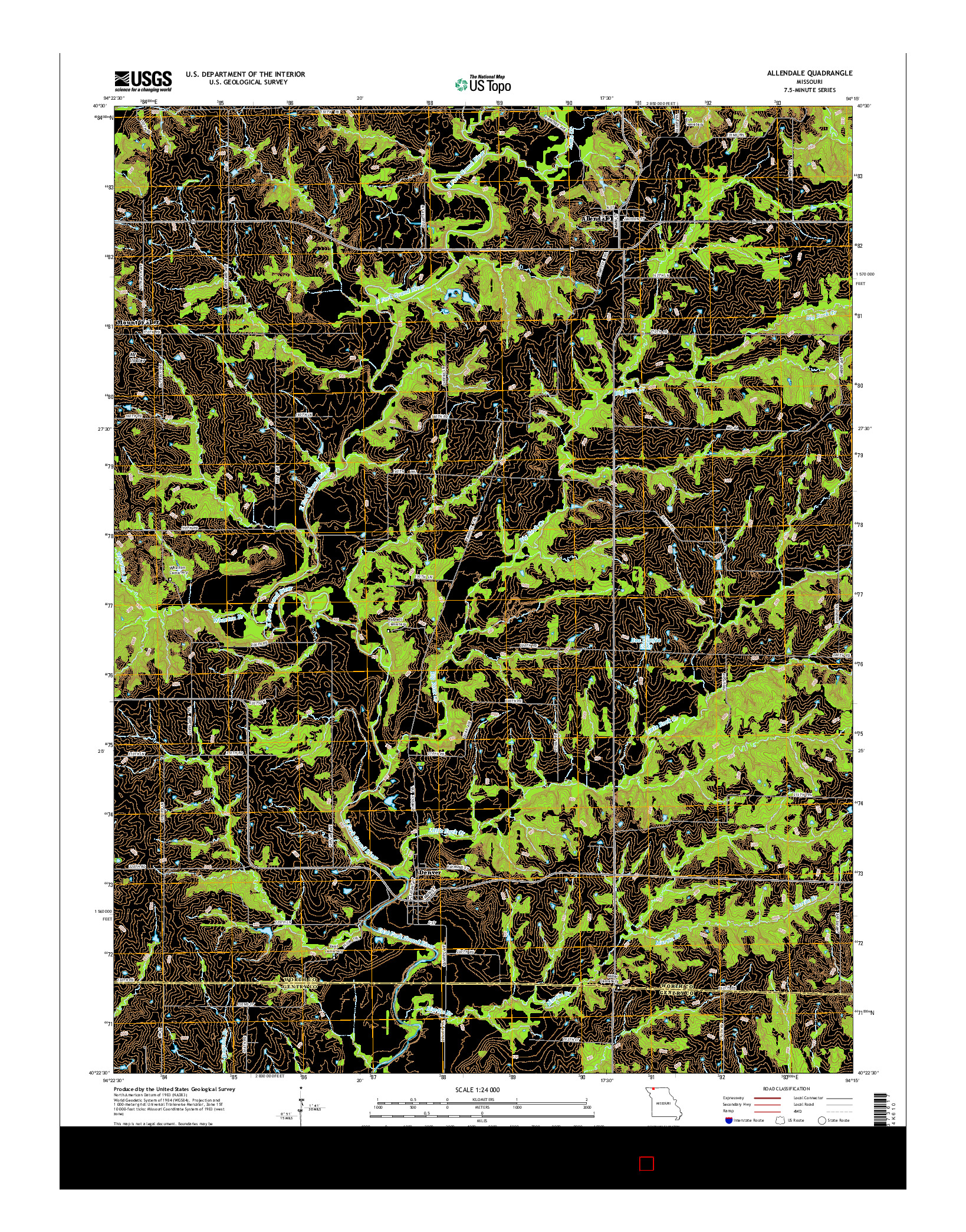 USGS US TOPO 7.5-MINUTE MAP FOR ALLENDALE, MO 2014