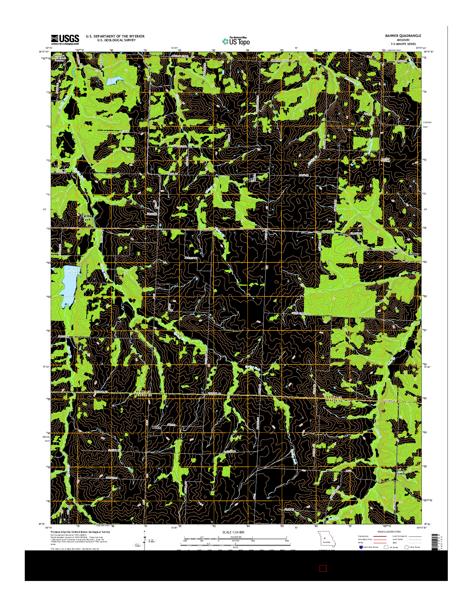 USGS US TOPO 7.5-MINUTE MAP FOR BAHNER, MO 2014