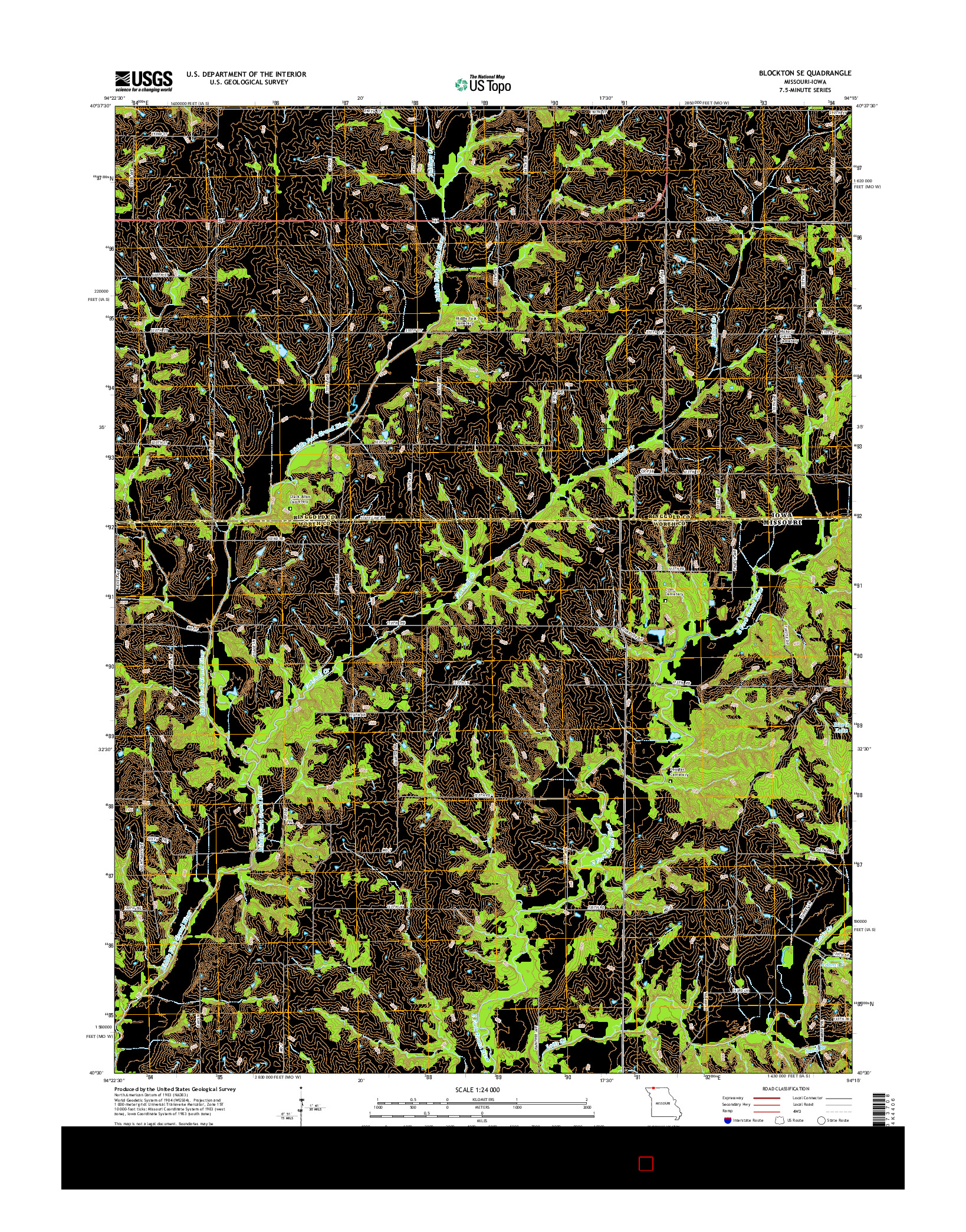 USGS US TOPO 7.5-MINUTE MAP FOR BLOCKTON SE, MO-IA 2014