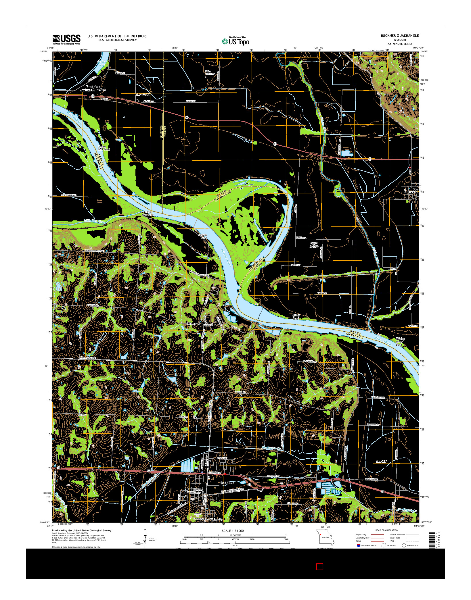 USGS US TOPO 7.5-MINUTE MAP FOR BUCKNER, MO 2014