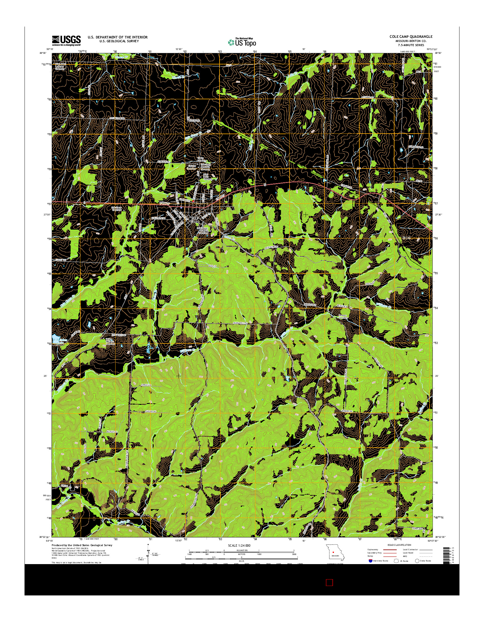 USGS US TOPO 7.5-MINUTE MAP FOR COLE CAMP, MO 2014