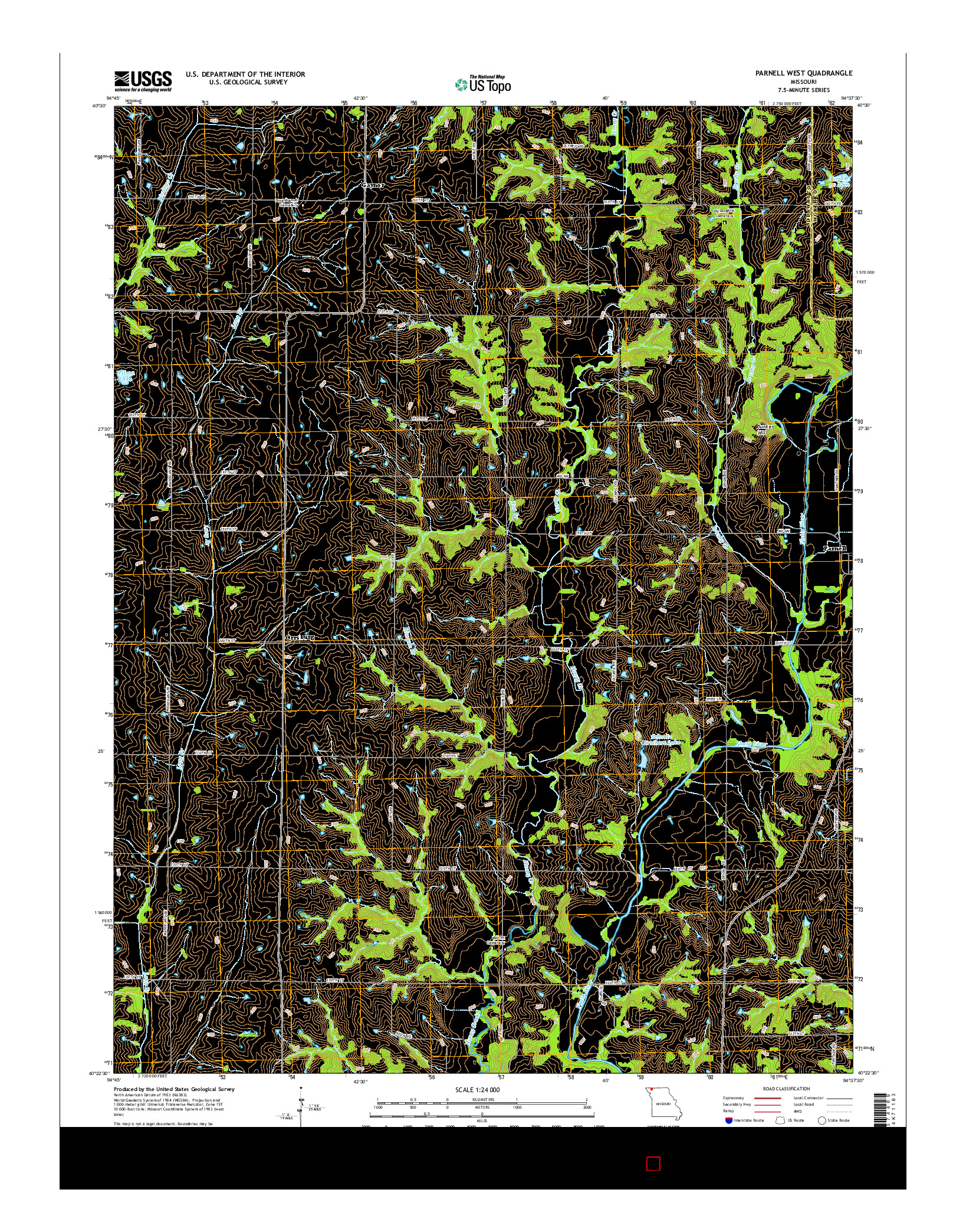 USGS US TOPO 7.5-MINUTE MAP FOR PARNELL WEST, MO 2014