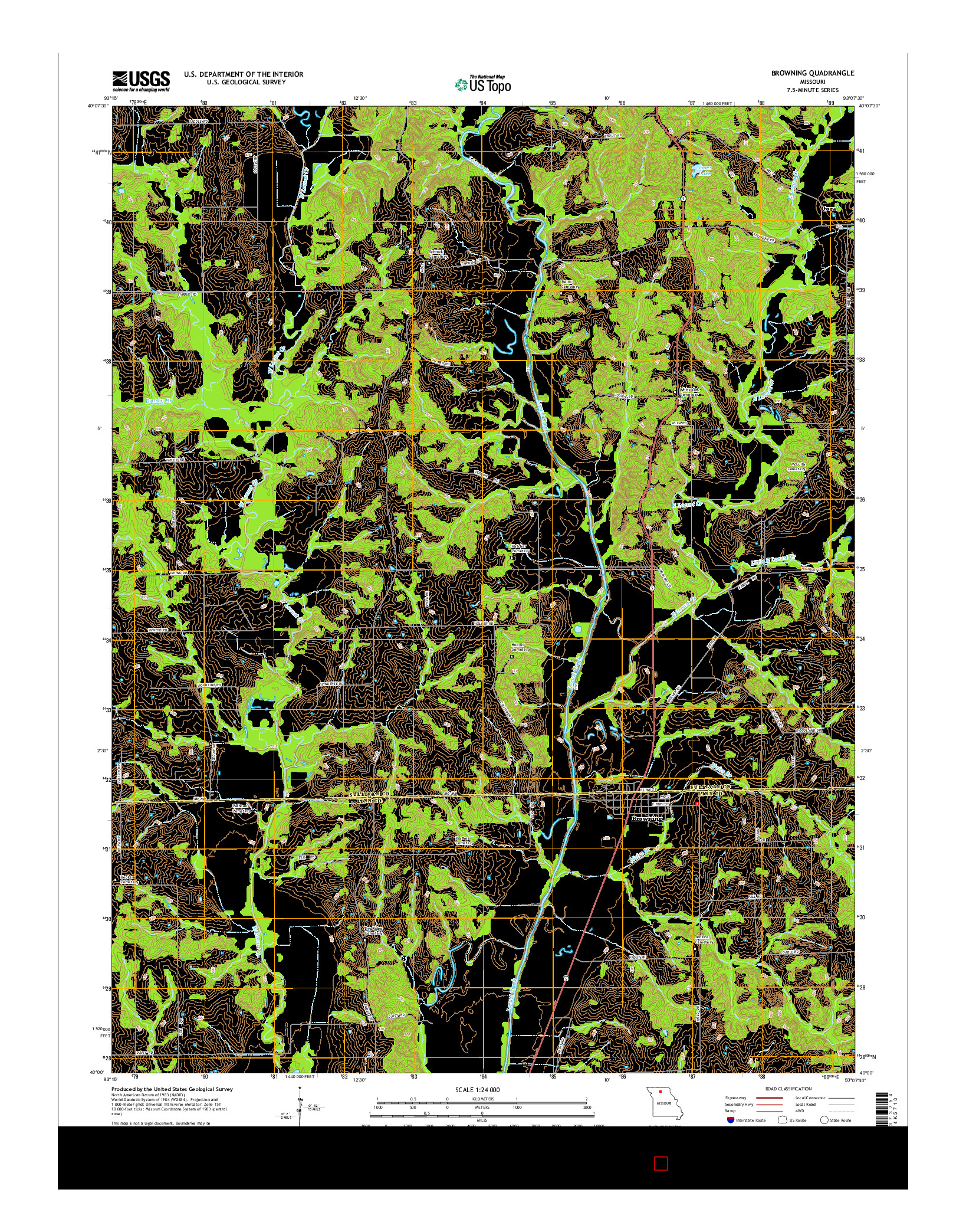 USGS US TOPO 7.5-MINUTE MAP FOR BROWNING, MO 2014
