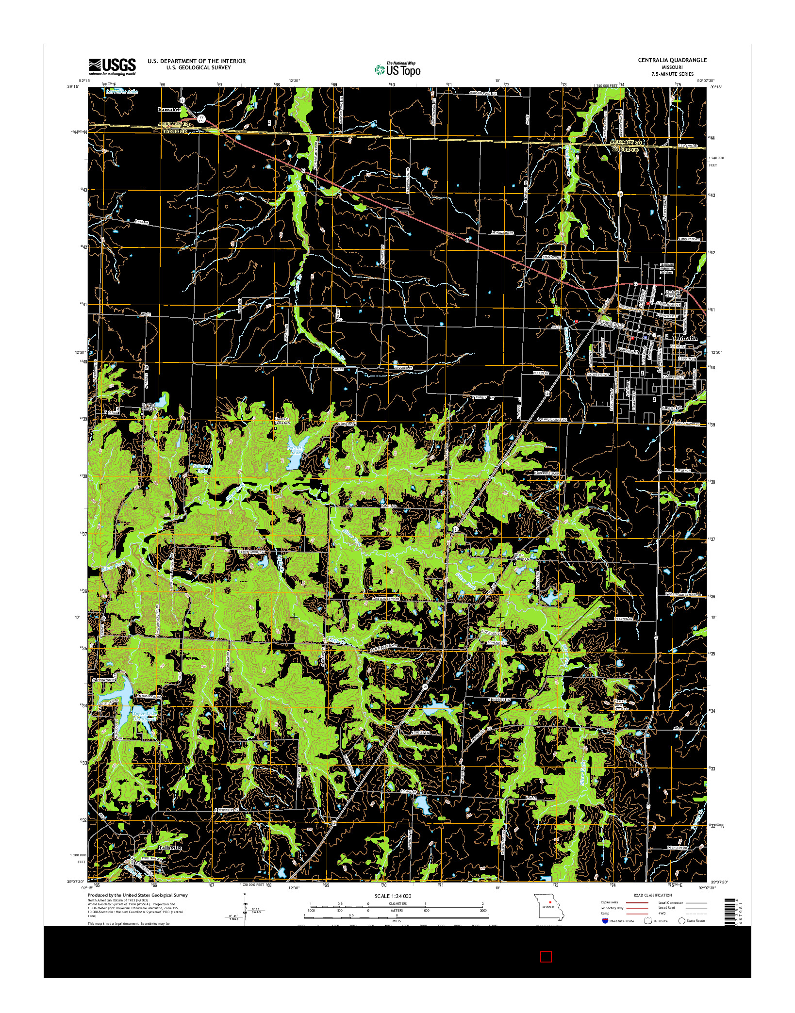 USGS US TOPO 7.5-MINUTE MAP FOR CENTRALIA, MO 2014