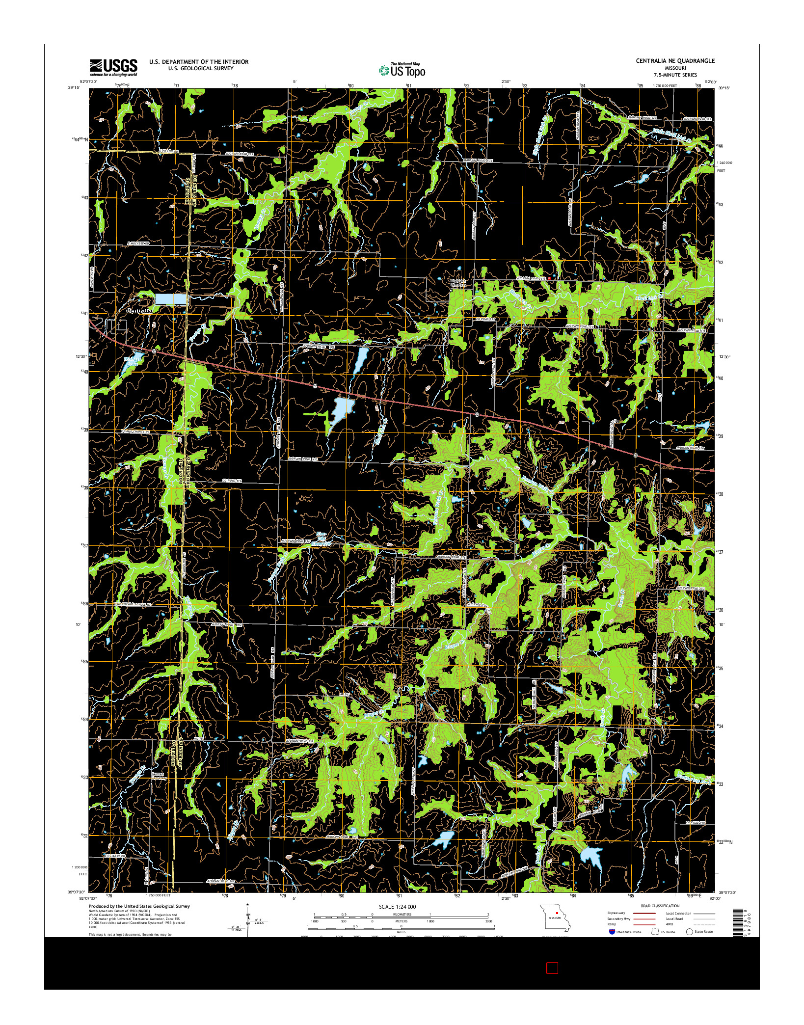 USGS US TOPO 7.5-MINUTE MAP FOR CENTRALIA NE, MO 2014