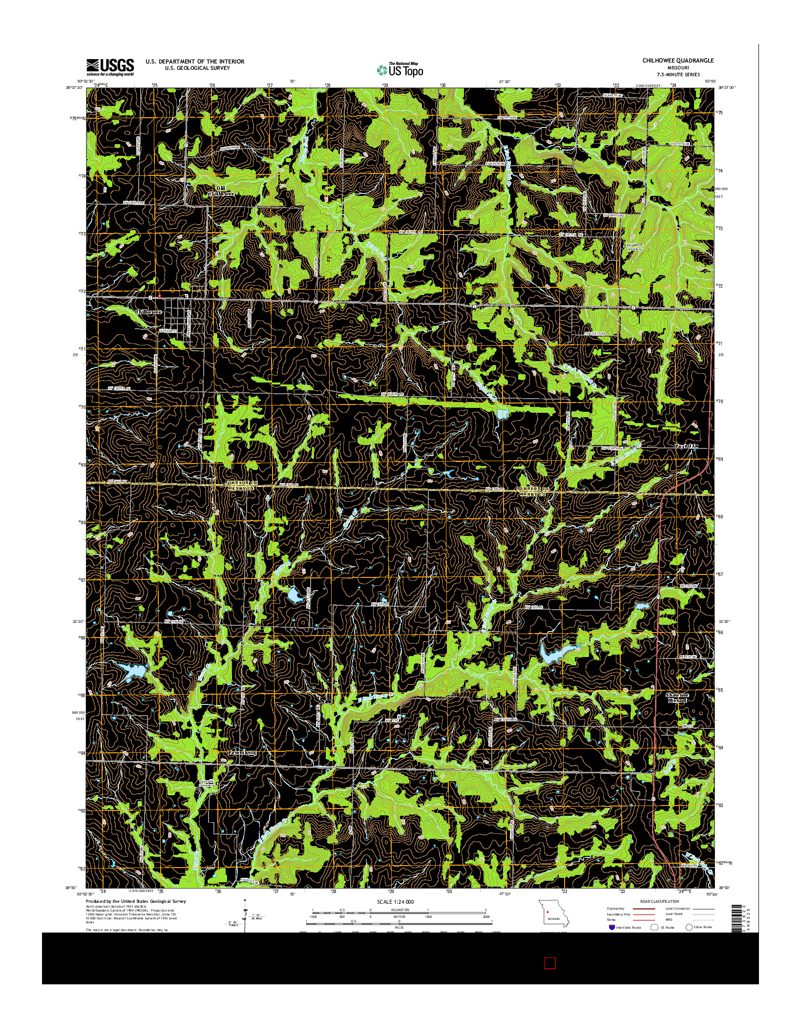 USGS US TOPO 7.5-MINUTE MAP FOR CHILHOWEE, MO 2014