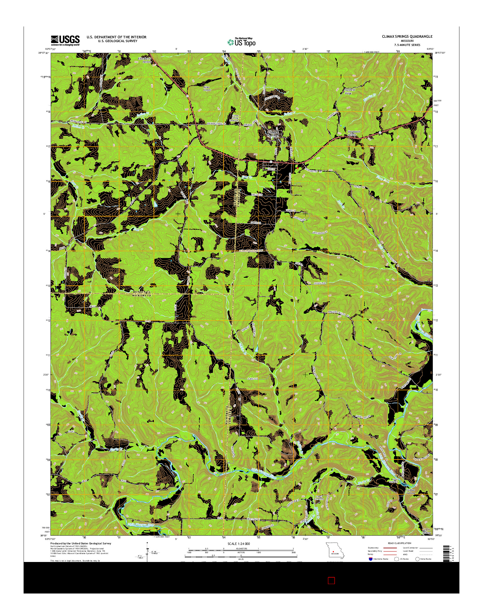 USGS US TOPO 7.5-MINUTE MAP FOR CLIMAX SPRINGS, MO 2014