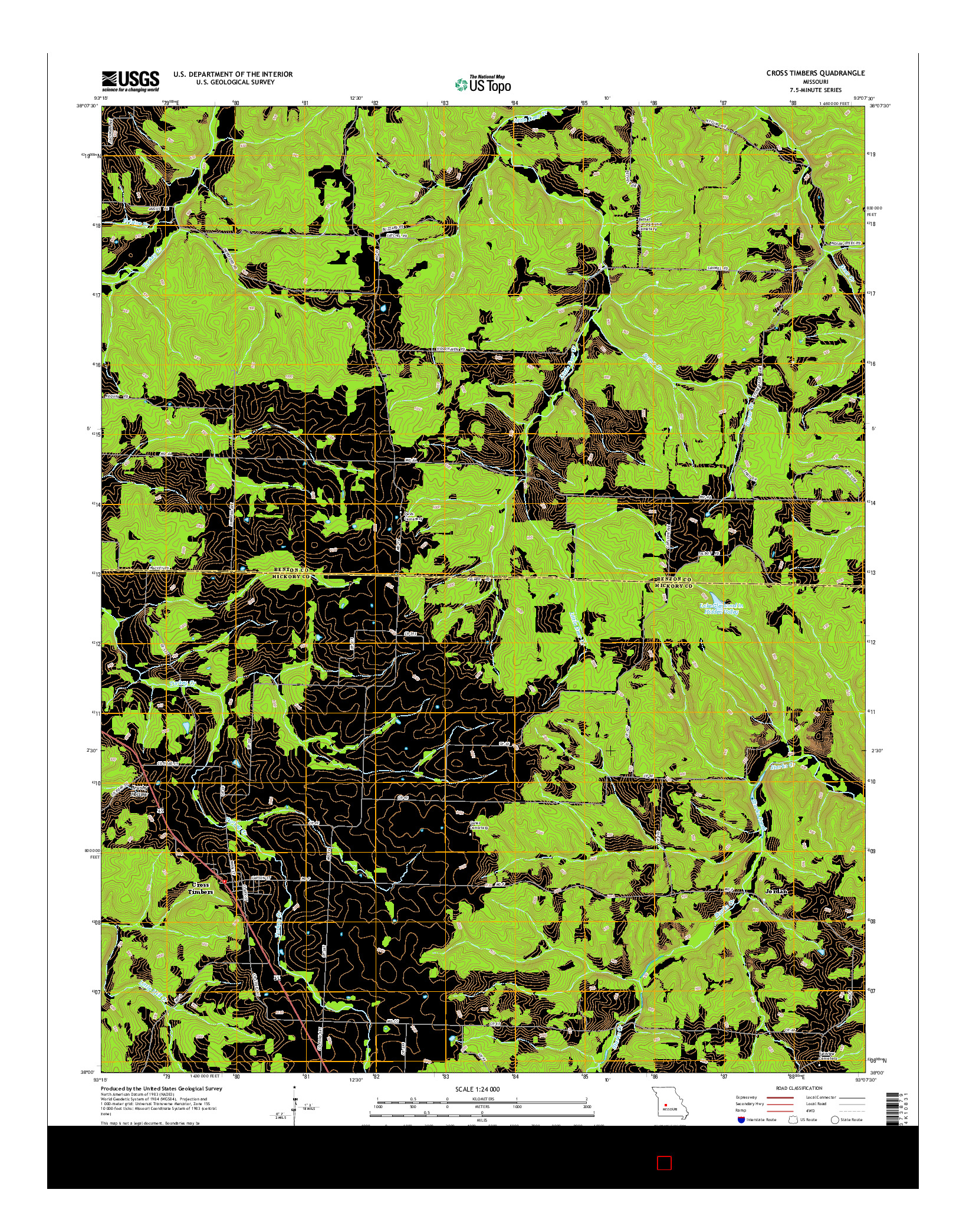 USGS US TOPO 7.5-MINUTE MAP FOR CROSS TIMBERS, MO 2014