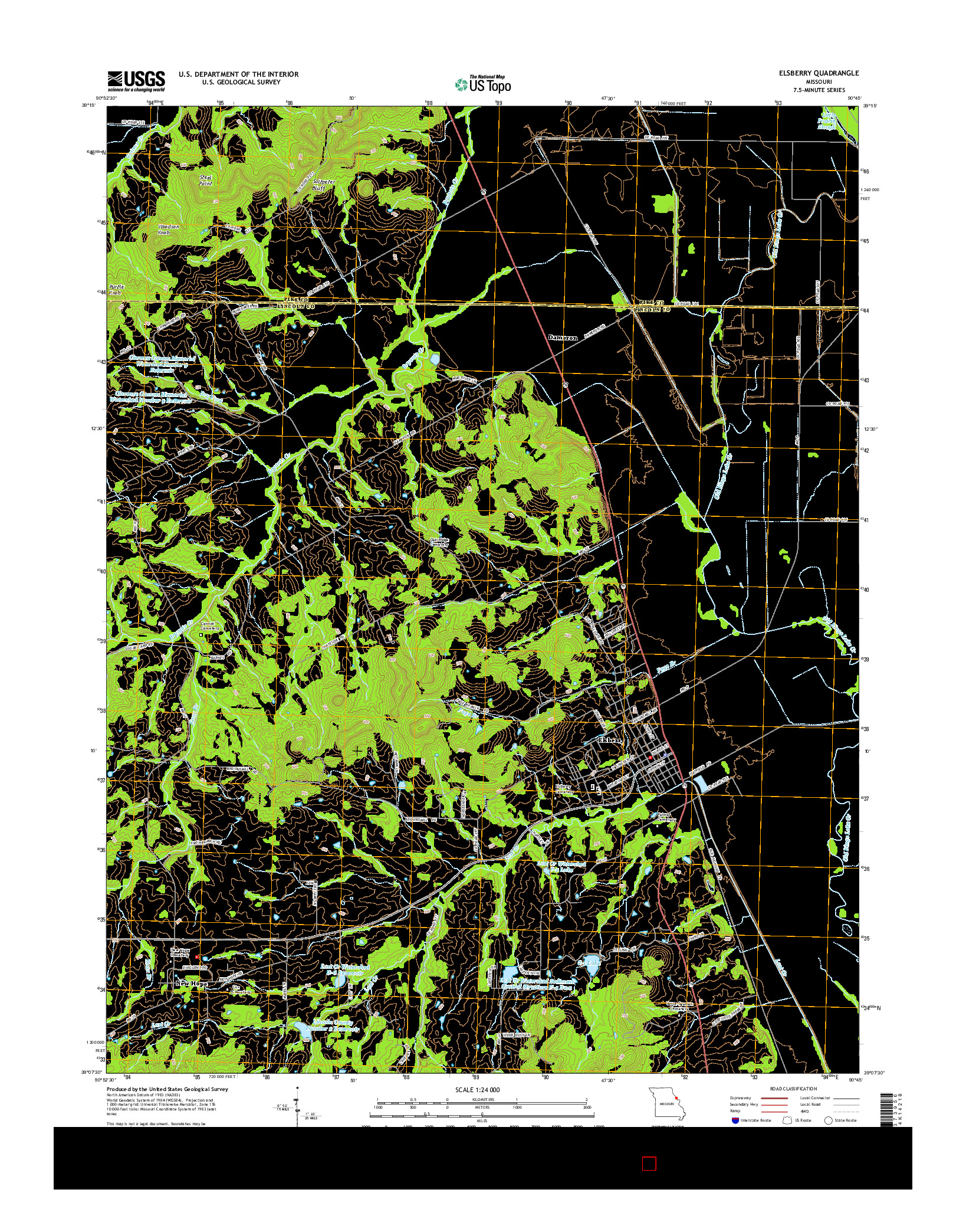 USGS US TOPO 7.5-MINUTE MAP FOR ELSBERRY, MO 2014
