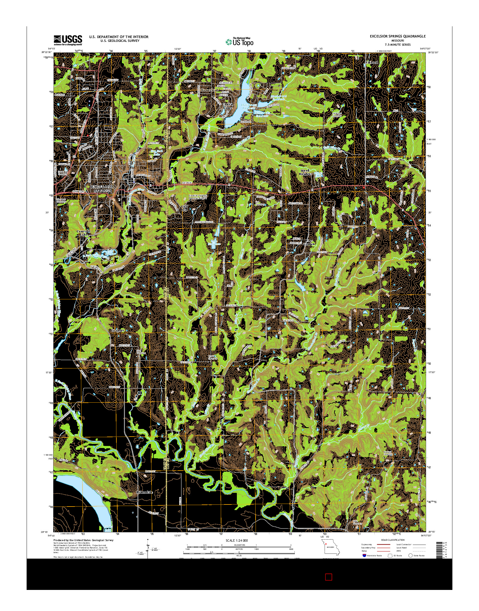 USGS US TOPO 7.5-MINUTE MAP FOR EXCELSIOR SPRINGS, MO 2014