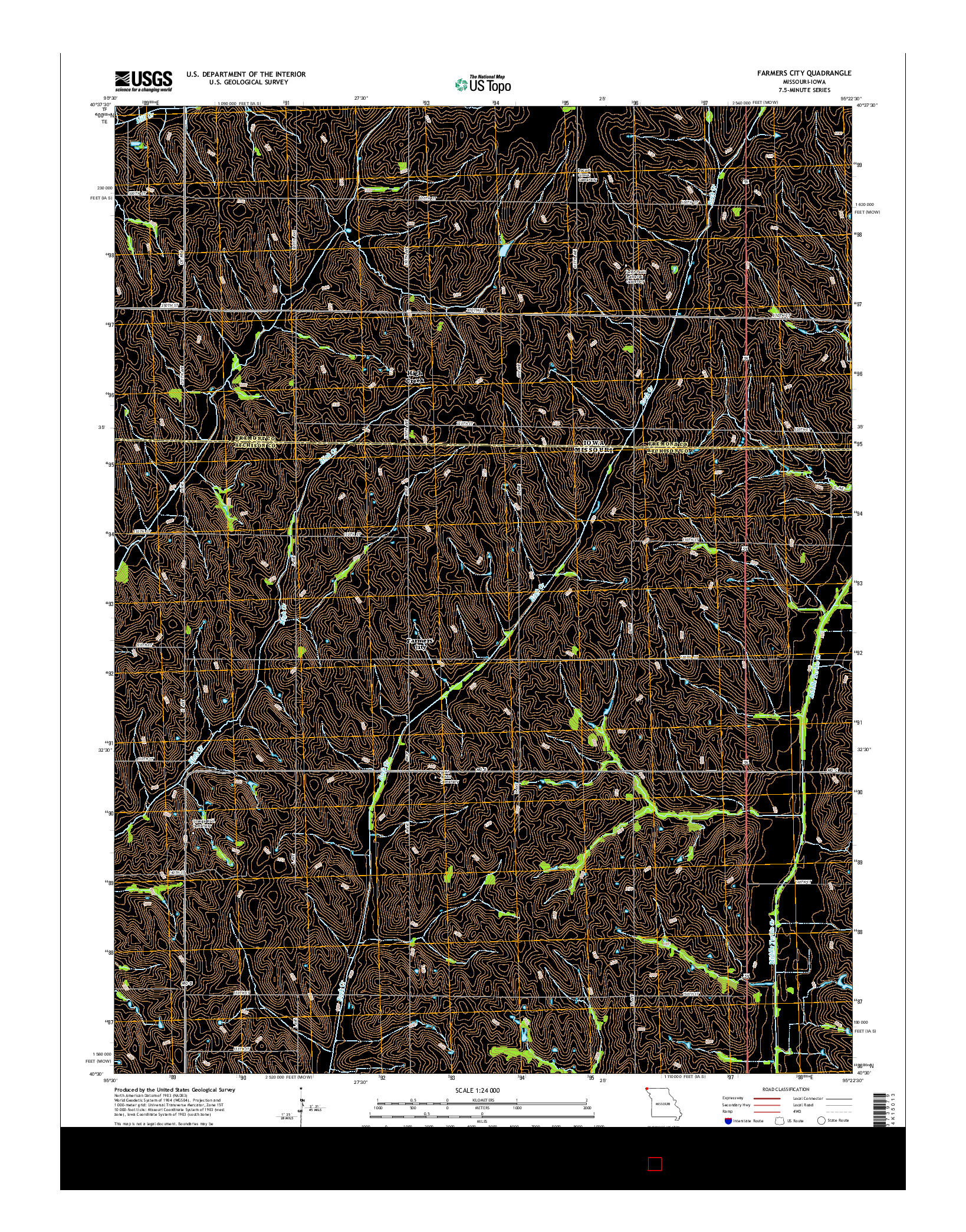 USGS US TOPO 7.5-MINUTE MAP FOR FARMERS CITY, MO-IA 2014