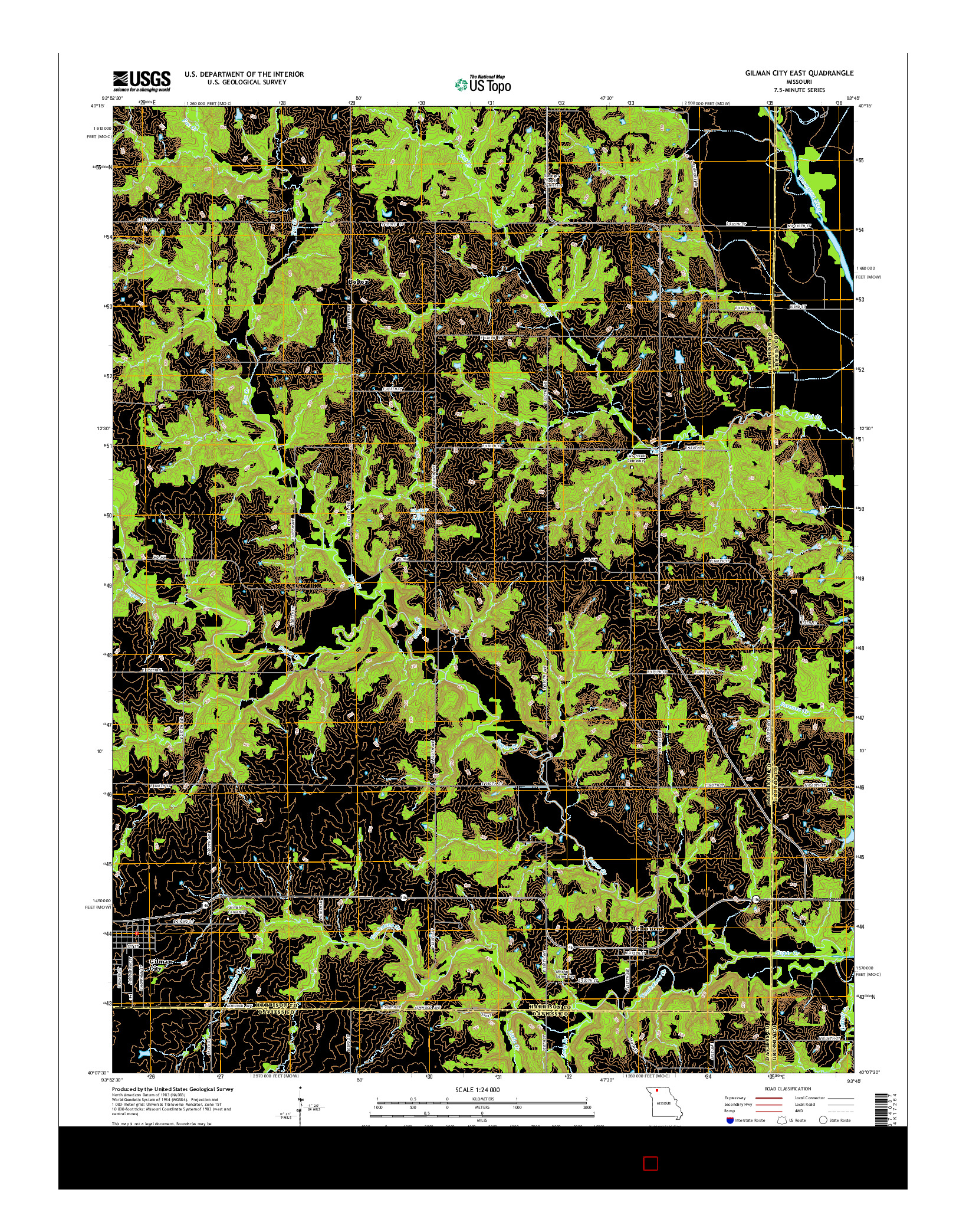 USGS US TOPO 7.5-MINUTE MAP FOR GILMAN CITY EAST, MO 2014