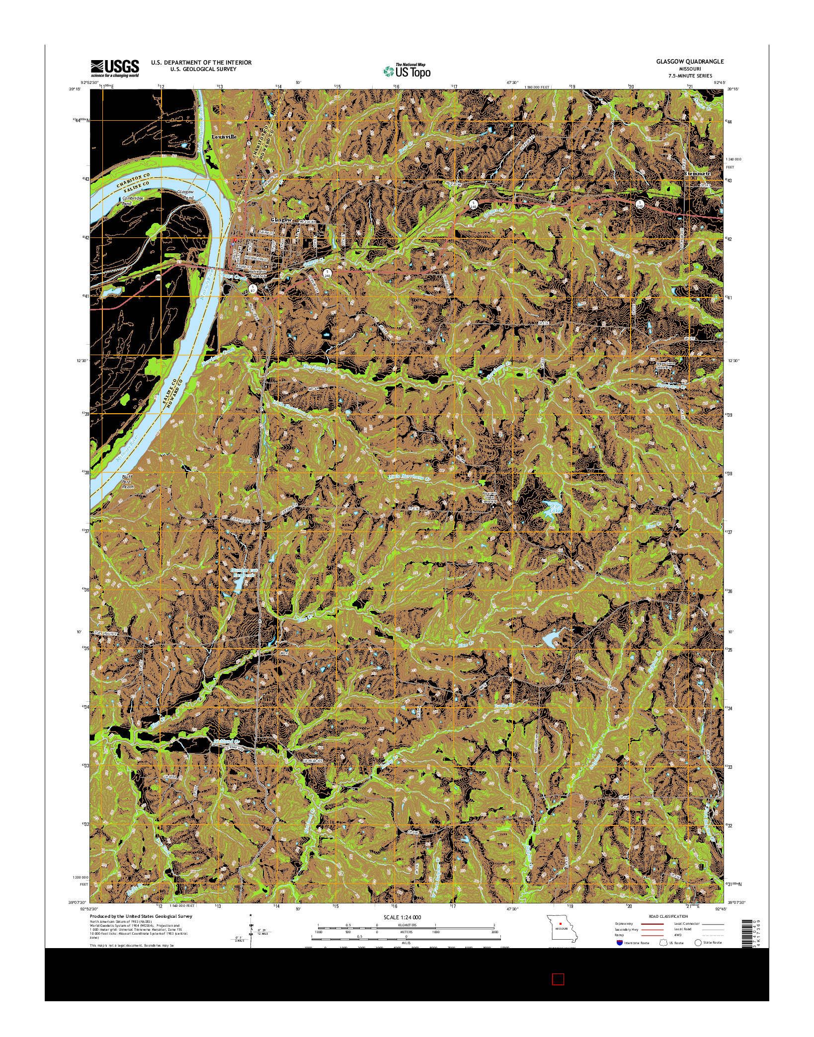 USGS US TOPO 7.5-MINUTE MAP FOR GLASGOW, MO 2014