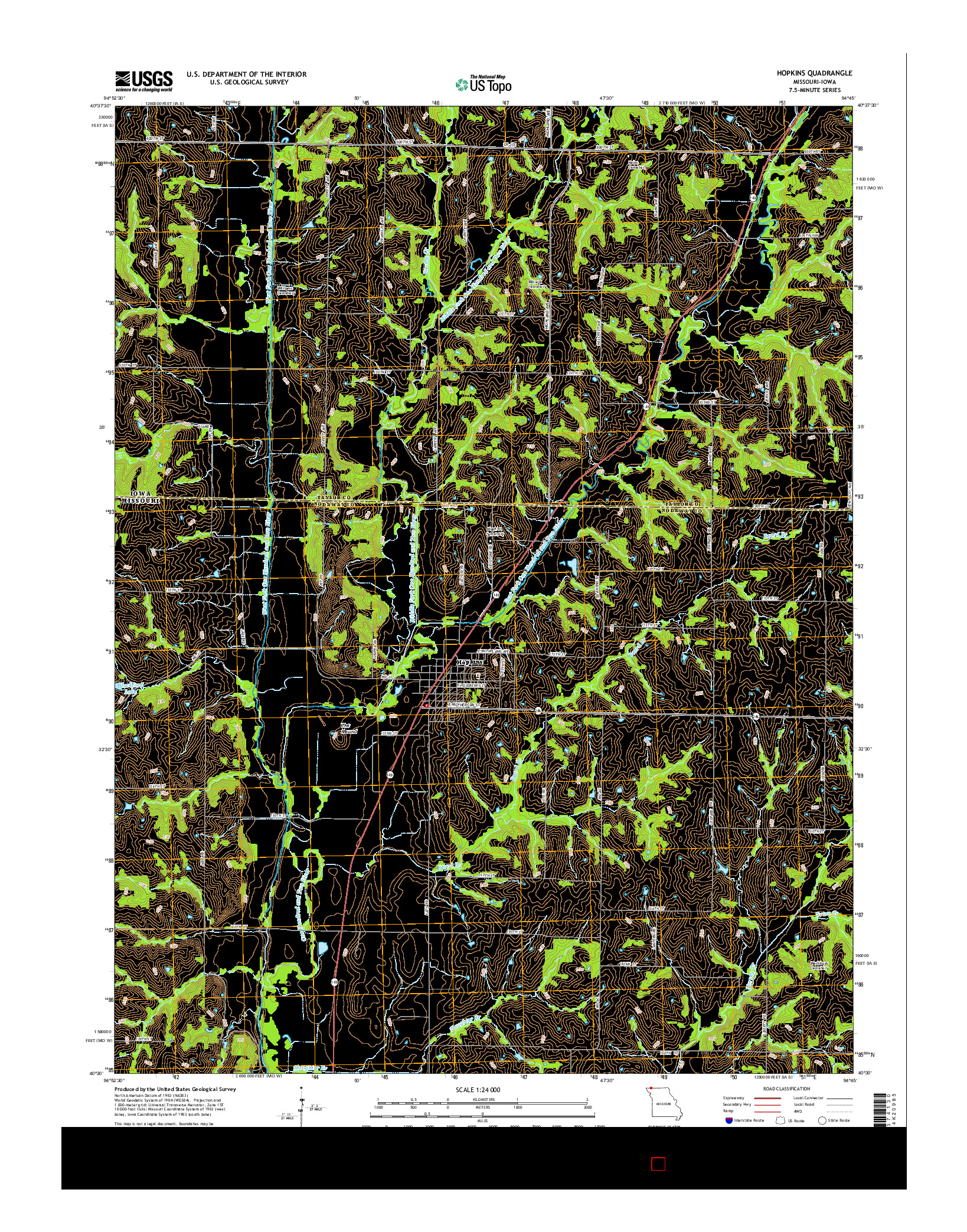 USGS US TOPO 7.5-MINUTE MAP FOR HOPKINS, MO-IA 2014