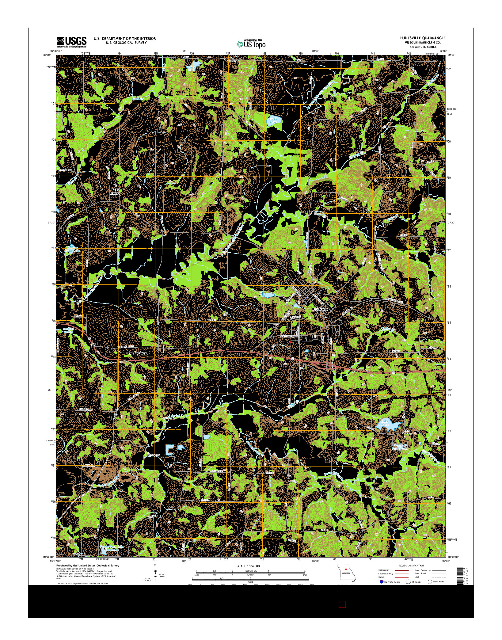 USGS US TOPO 7.5-MINUTE MAP FOR HUNTSVILLE, MO 2014