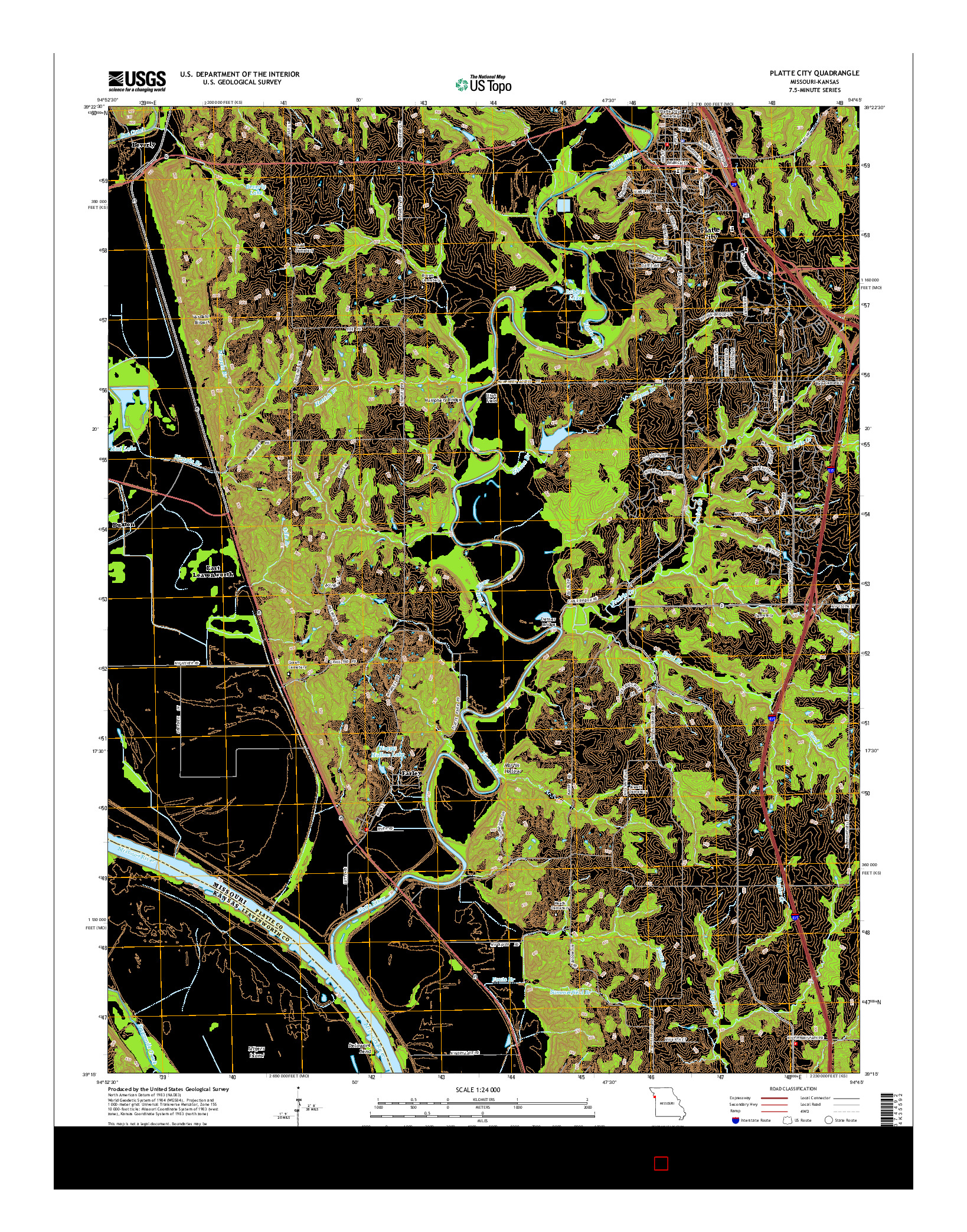 USGS US TOPO 7.5-MINUTE MAP FOR PLATTE CITY, MO-KS 2014
