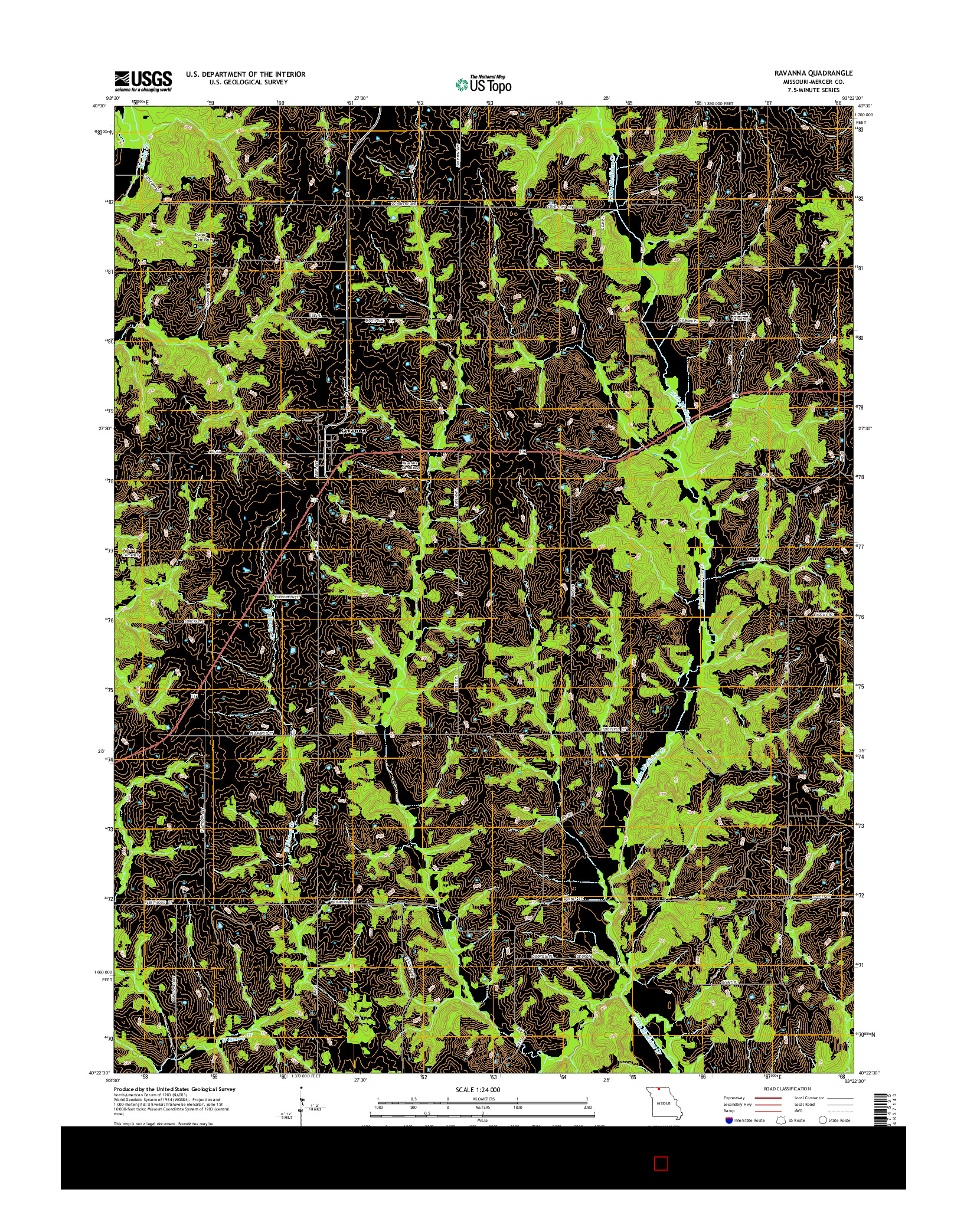 USGS US TOPO 7.5-MINUTE MAP FOR RAVANNA, MO 2014