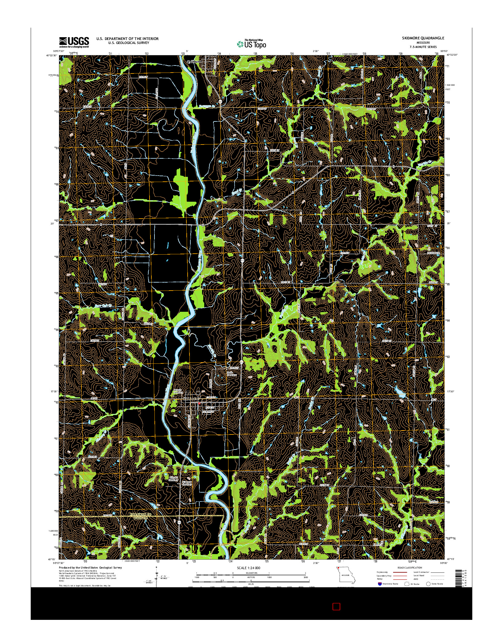 USGS US TOPO 7.5-MINUTE MAP FOR SKIDMORE, MO 2014
