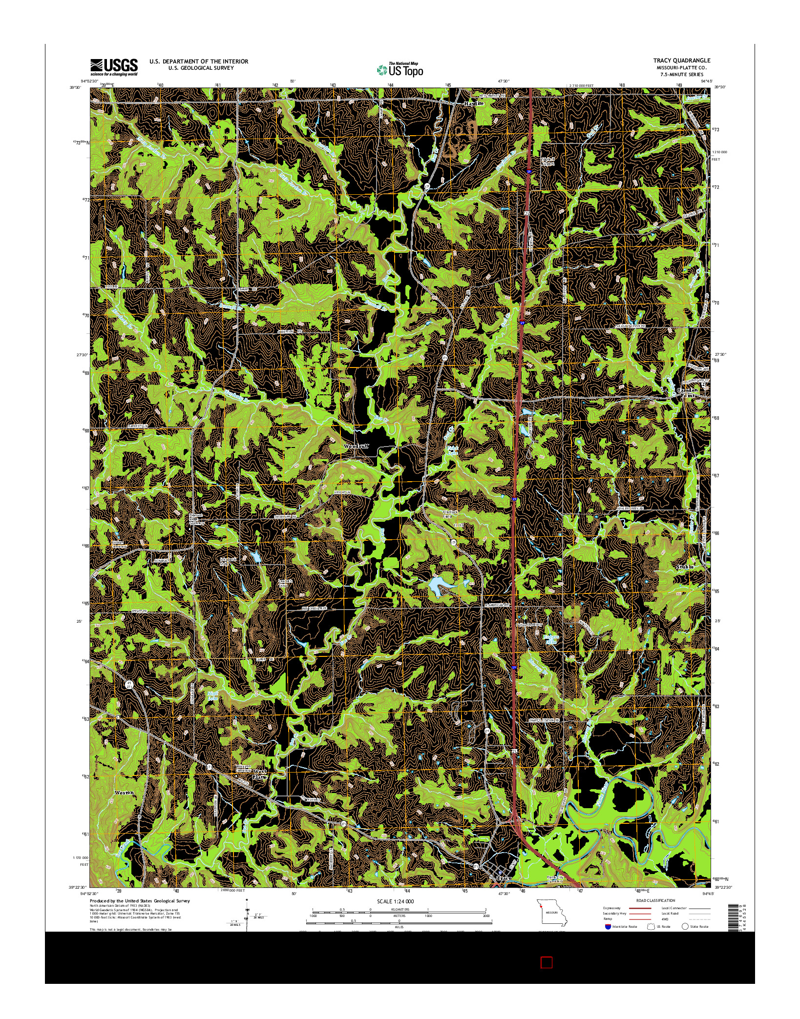 USGS US TOPO 7.5-MINUTE MAP FOR TRACY, MO 2014