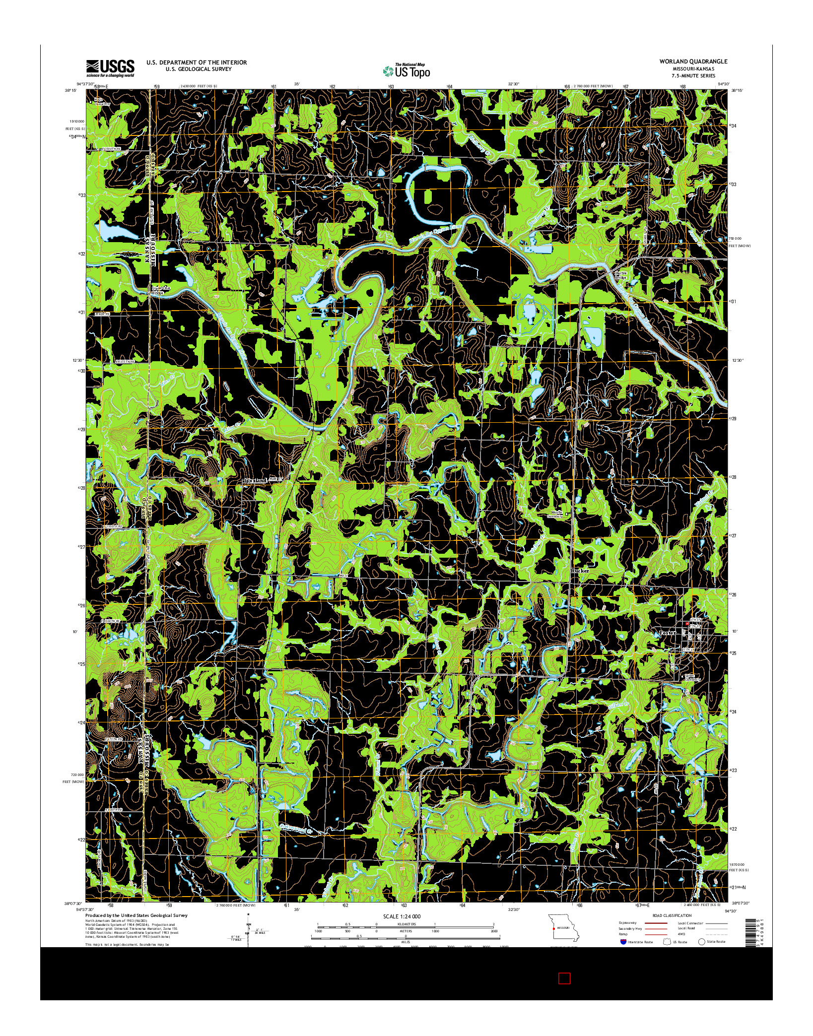USGS US TOPO 7.5-MINUTE MAP FOR WORLAND, MO-KS 2014