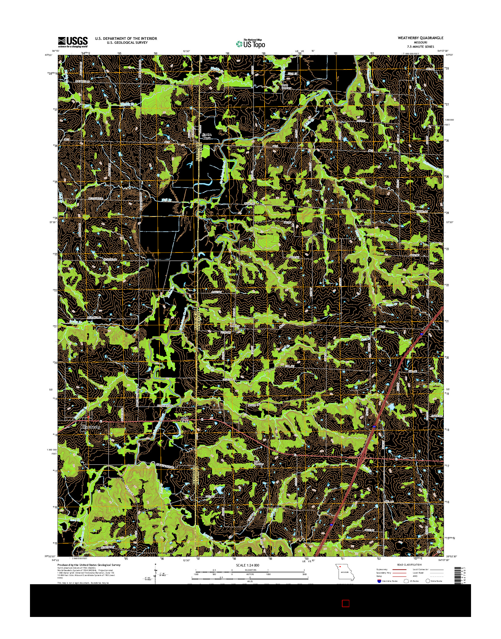 USGS US TOPO 7.5-MINUTE MAP FOR WEATHERBY, MO 2014